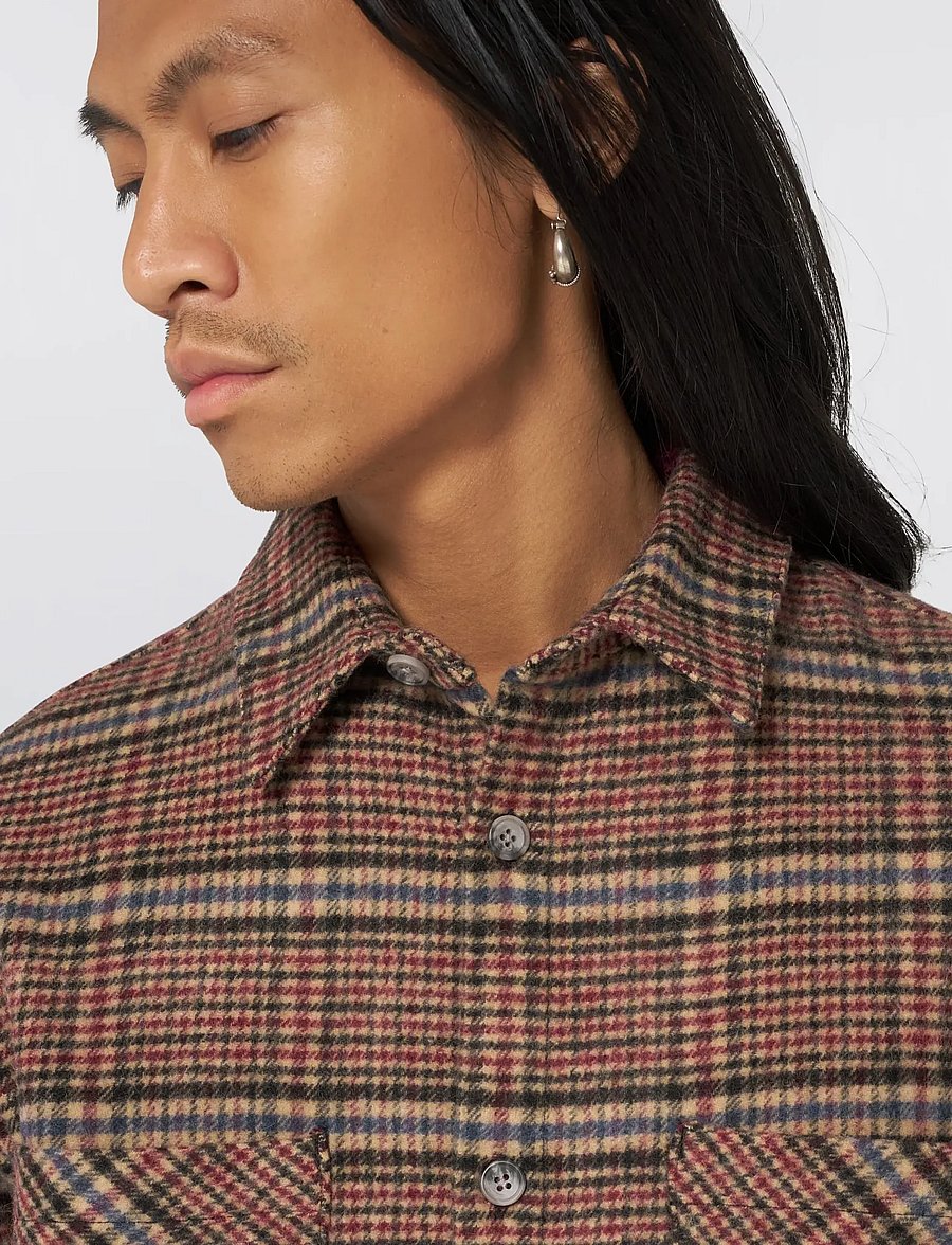Edwin - Julius Shirt Ls - Burgundy/Blue - flannel-skjorter - burgundy/blue - 4