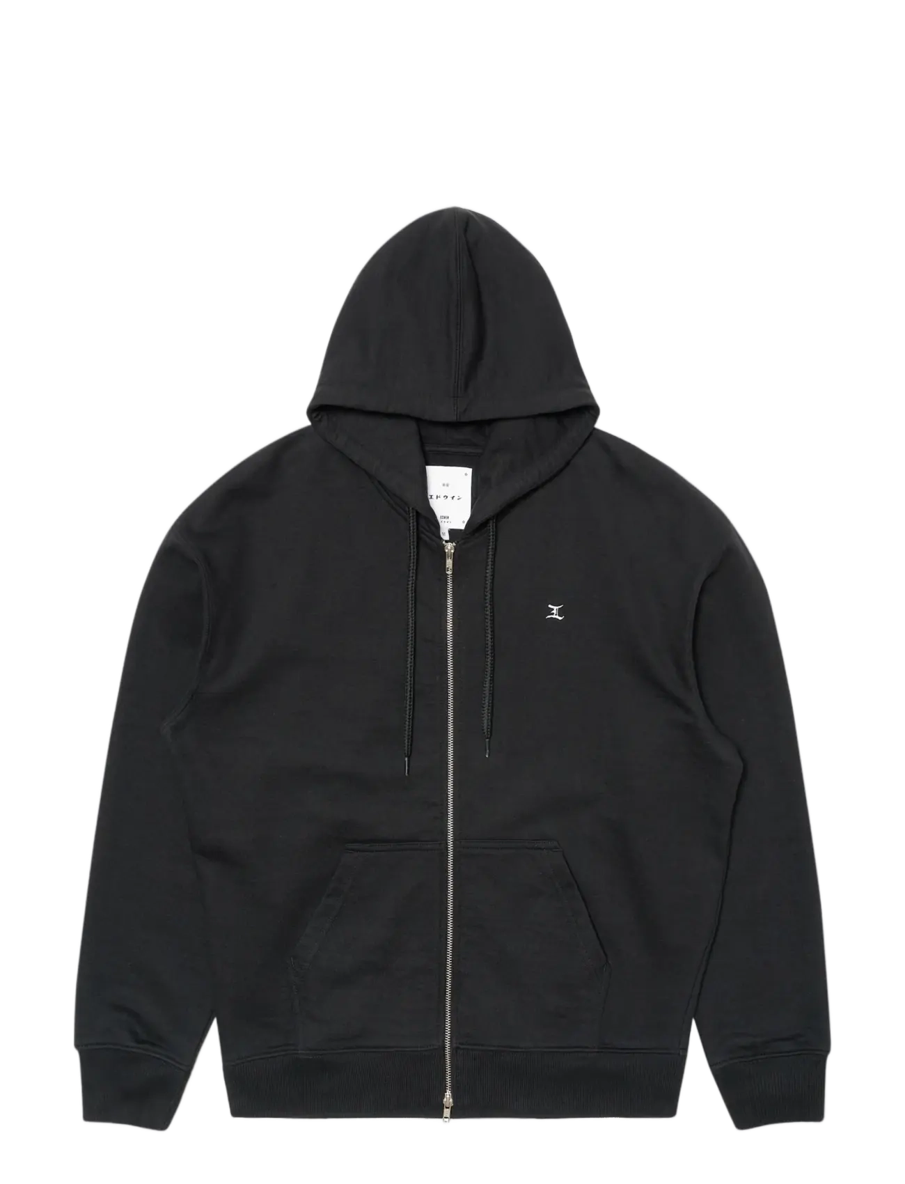 Edwin Gem Zipped Hoodie Sweat - Black - Streetwear - BLACK / black