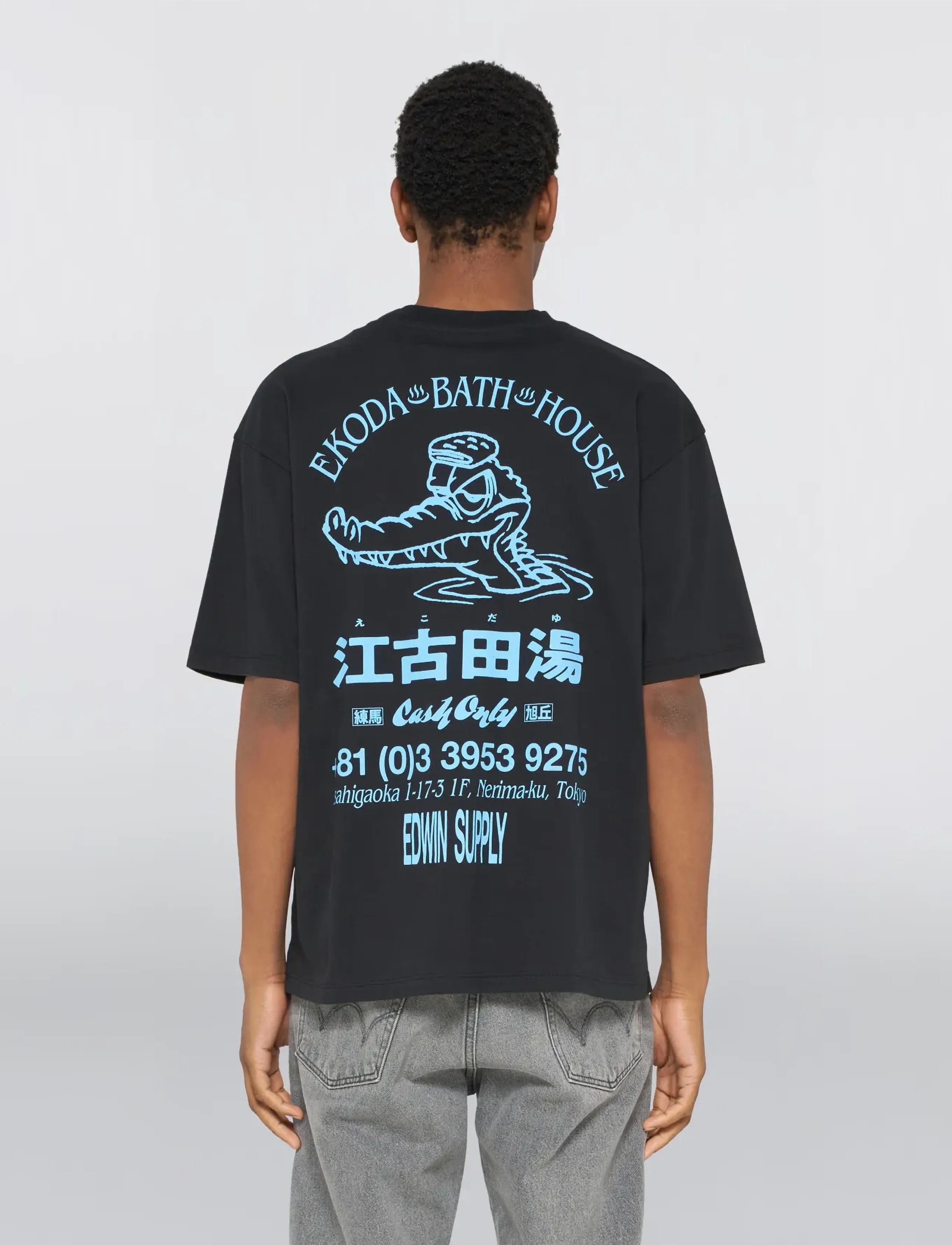 Edwin - Ekoda Bath House T-Shirt - Black - lühikeste varrukatega t-särgid - black - 3