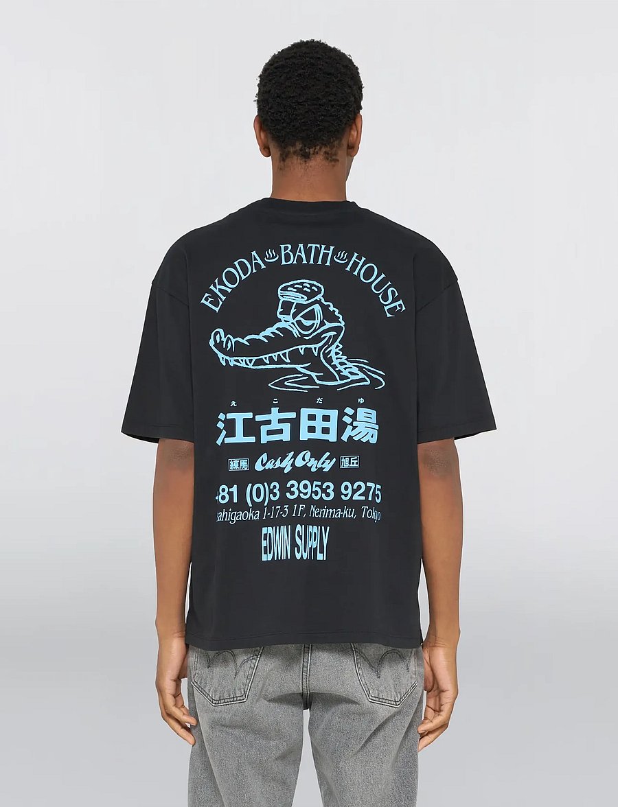 Edwin - Ekoda Bath House T-Shirt - Black - lühikeste varrukatega t-särgid - black - 3