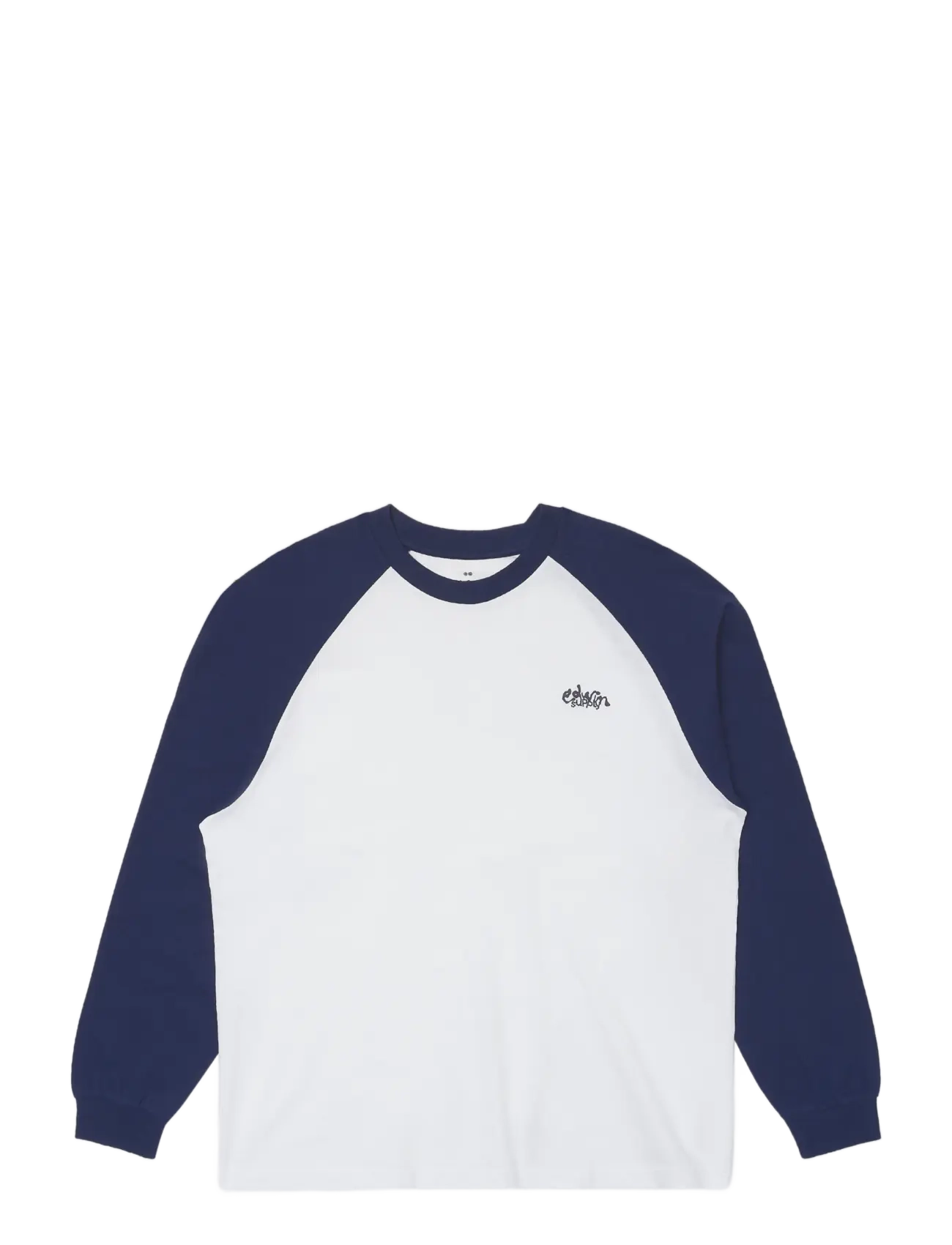 Edwin Alex T-Shirt Ls - White/Maritime Blue - T-Shirts - WHITE/MARITIME BLUE / white