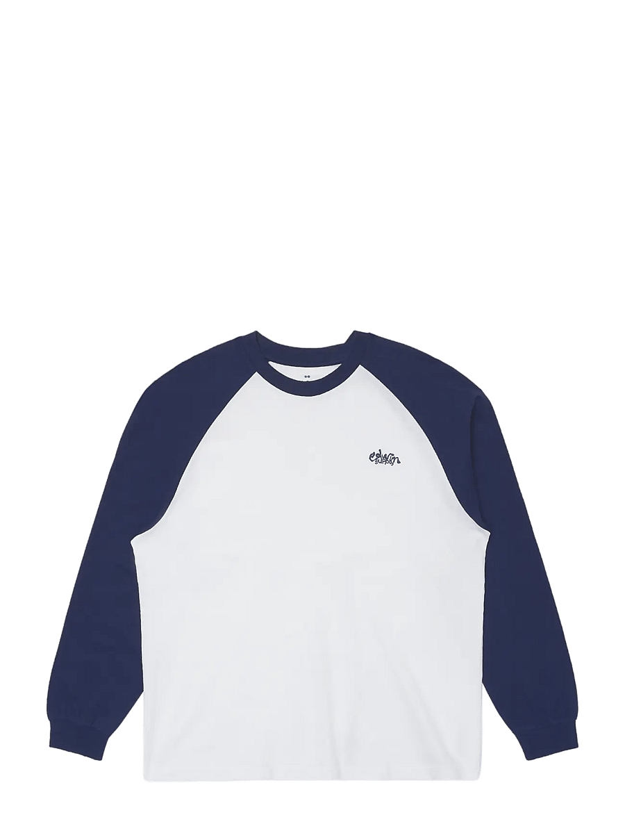 Edwin - Alex T-Shirt Ls - White/Maritime Blue - pikkade varrukatega t-särgid - white/maritime blue - 0