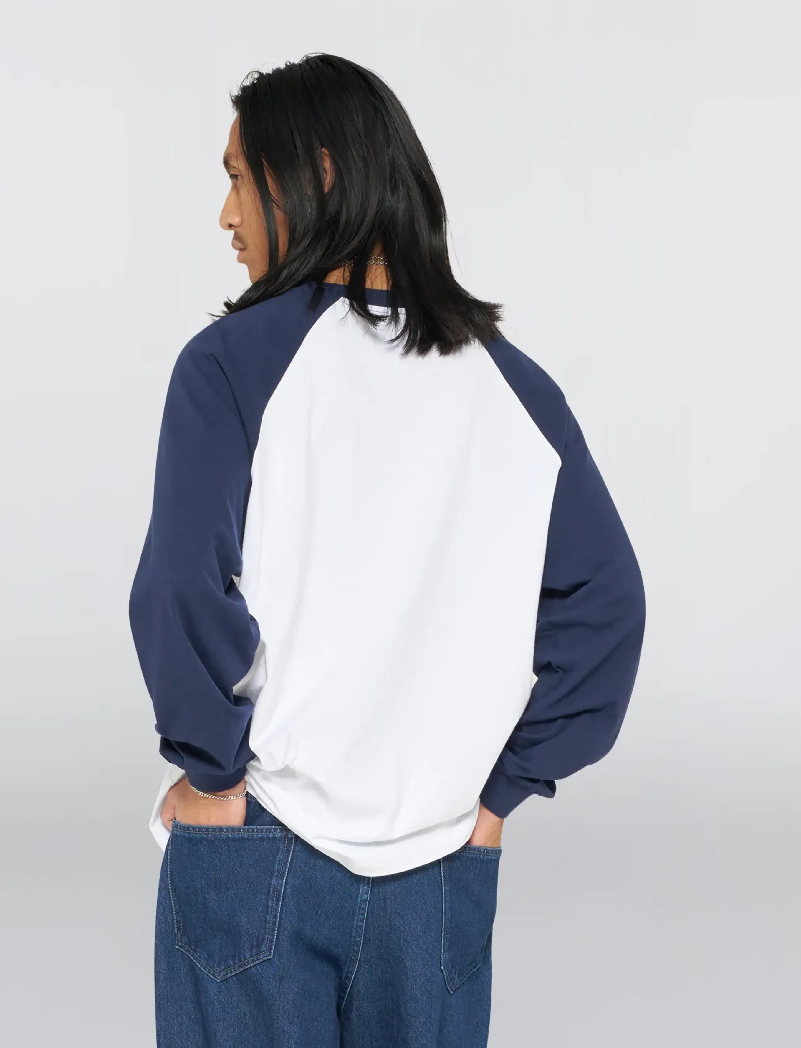 Edwin - Alex T-Shirt Ls - White/Maritime Blue - long-sleeved t-shirts - white/maritime blue - 4