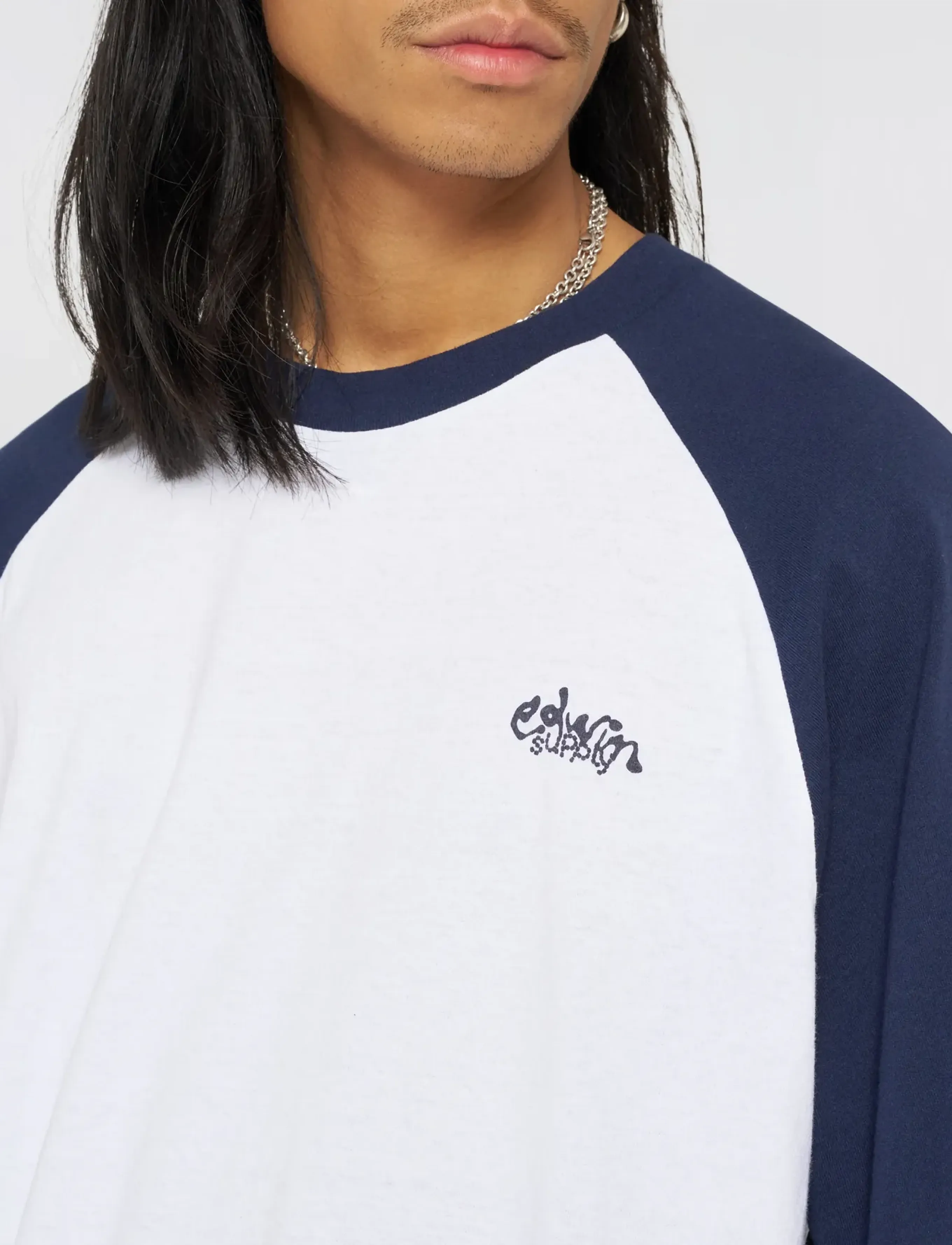 Edwin - Alex T-Shirt Ls - White/Maritime Blue - long-sleeved t-shirts - white/maritime blue - 5