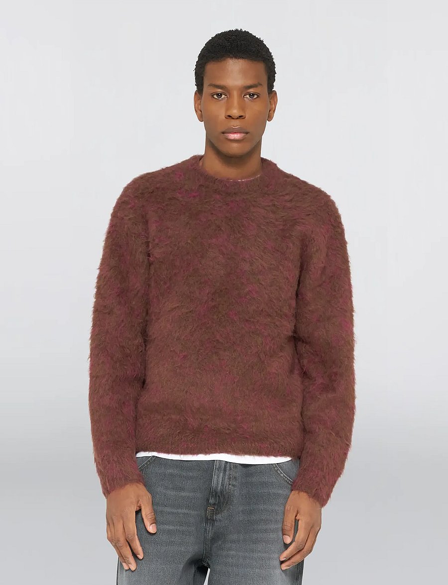 Edwin - Baz Sweater - Brown/Pink - round necks - brown/pink - 0