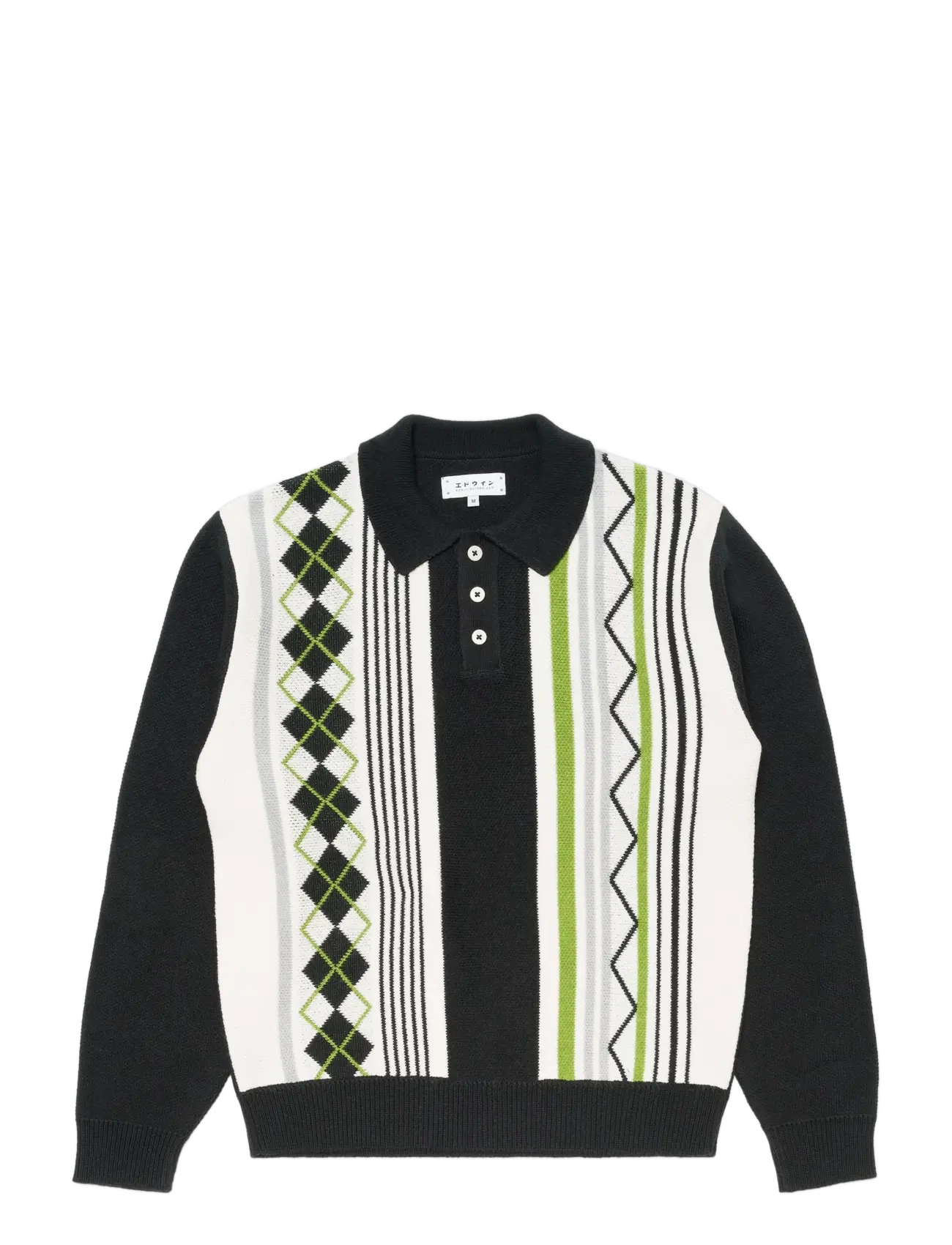 Edwin Tulla Polo - Black - Pikkade varrukatega kootud polod - BLACK / black