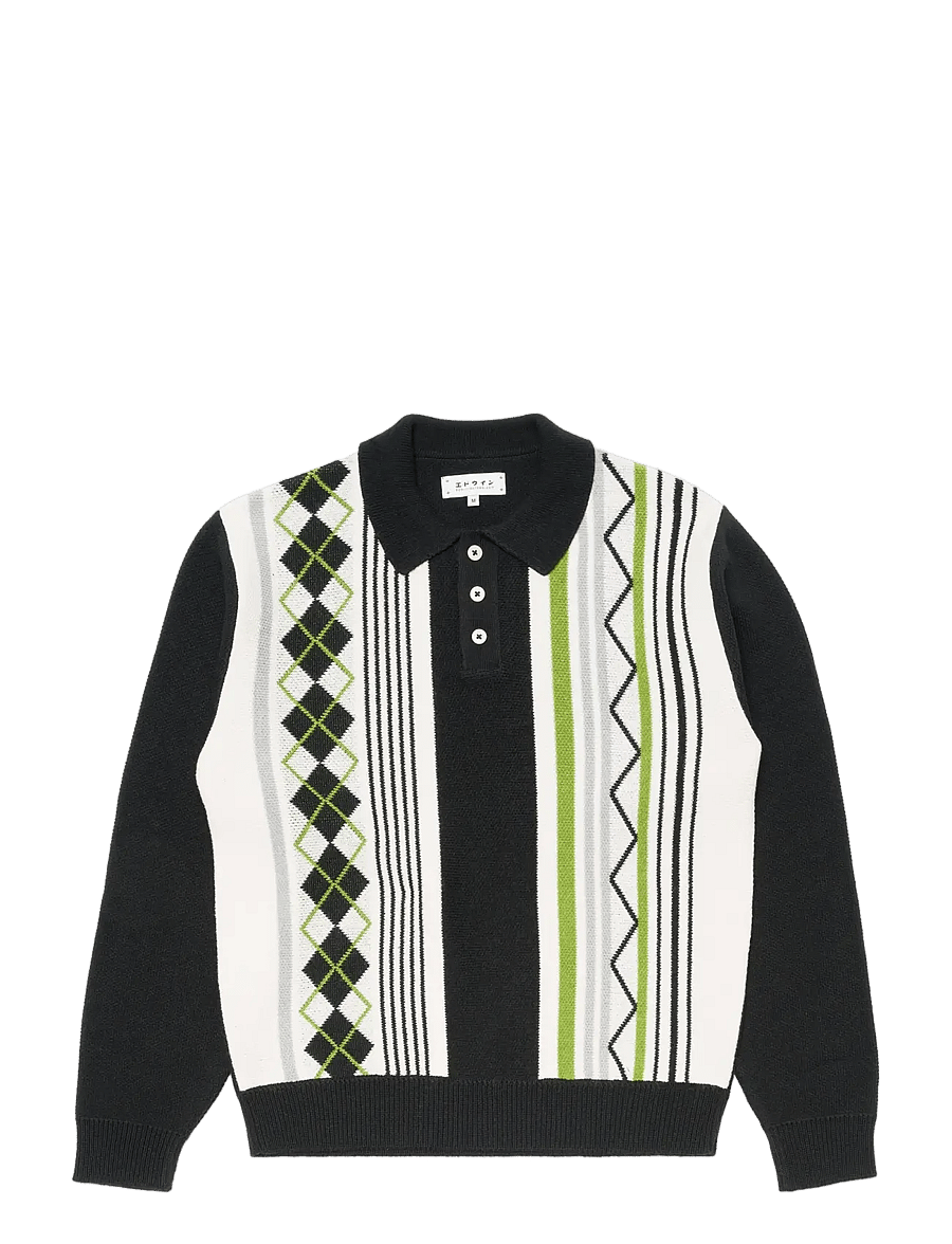 Edwin - Tulla Polo - Black - långärmade stickade pikétröjor - black - 0