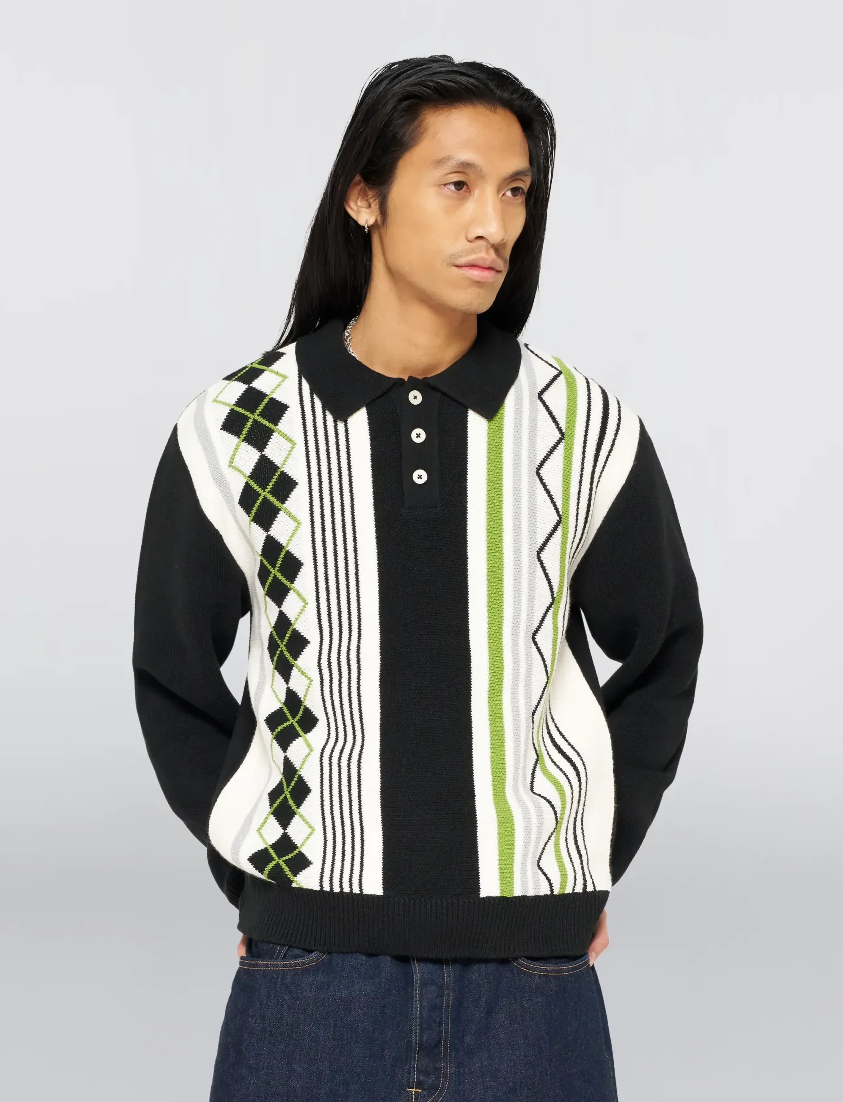 Edwin - Tulla Polo - Black - poloer i strik med lange ærmer - black - 3