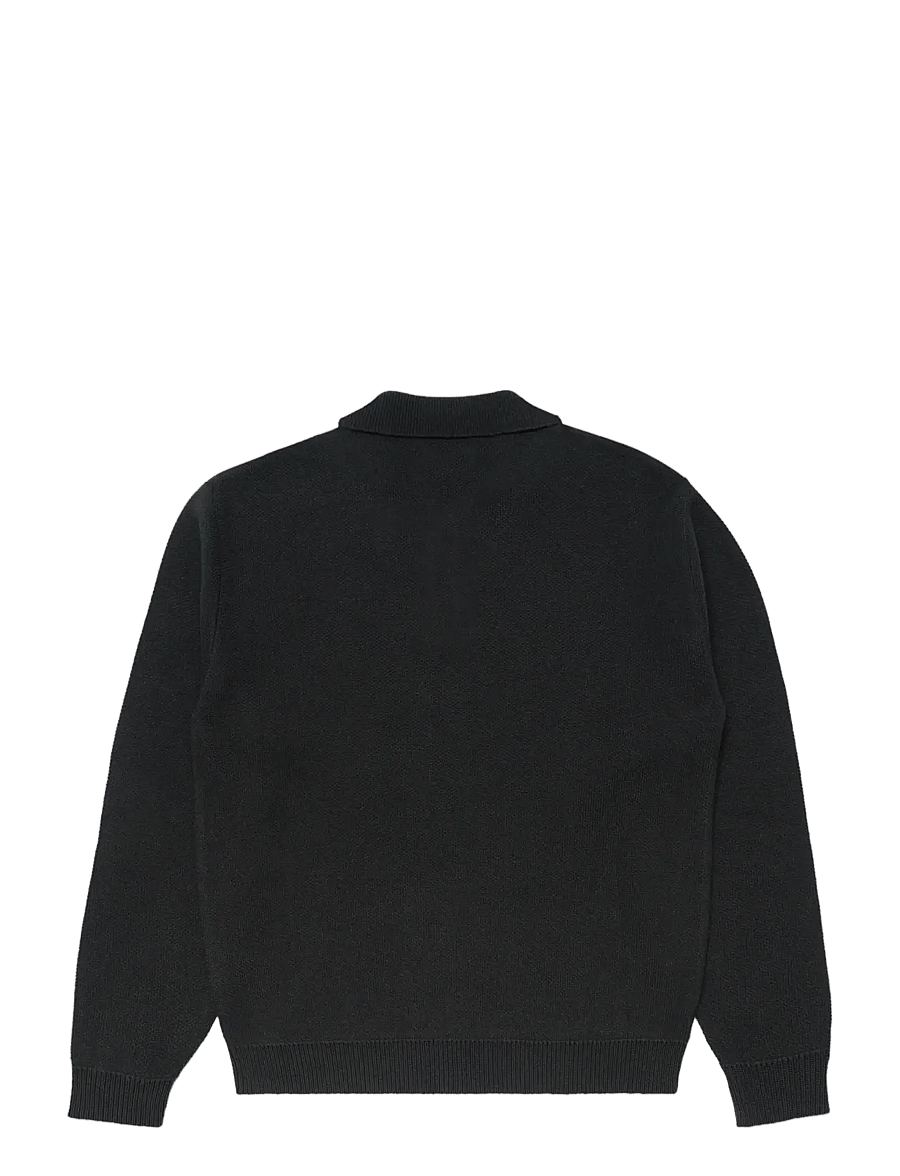 Edwin - Tulla Polo - Black - långärmade stickade pikétröjor - black - 1