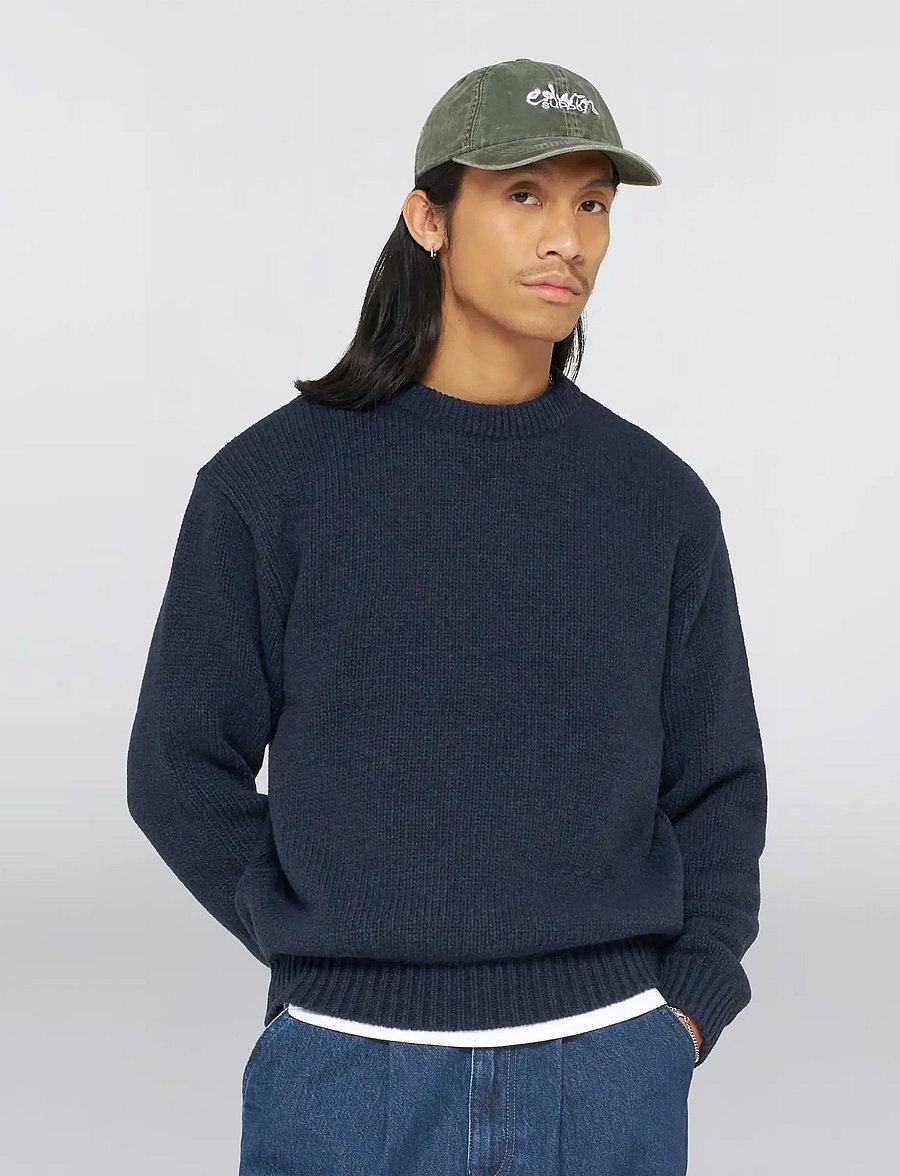Edwin - Ellis Hibiki Sweater - Navy / Pink - round necks - navy / pink - 0