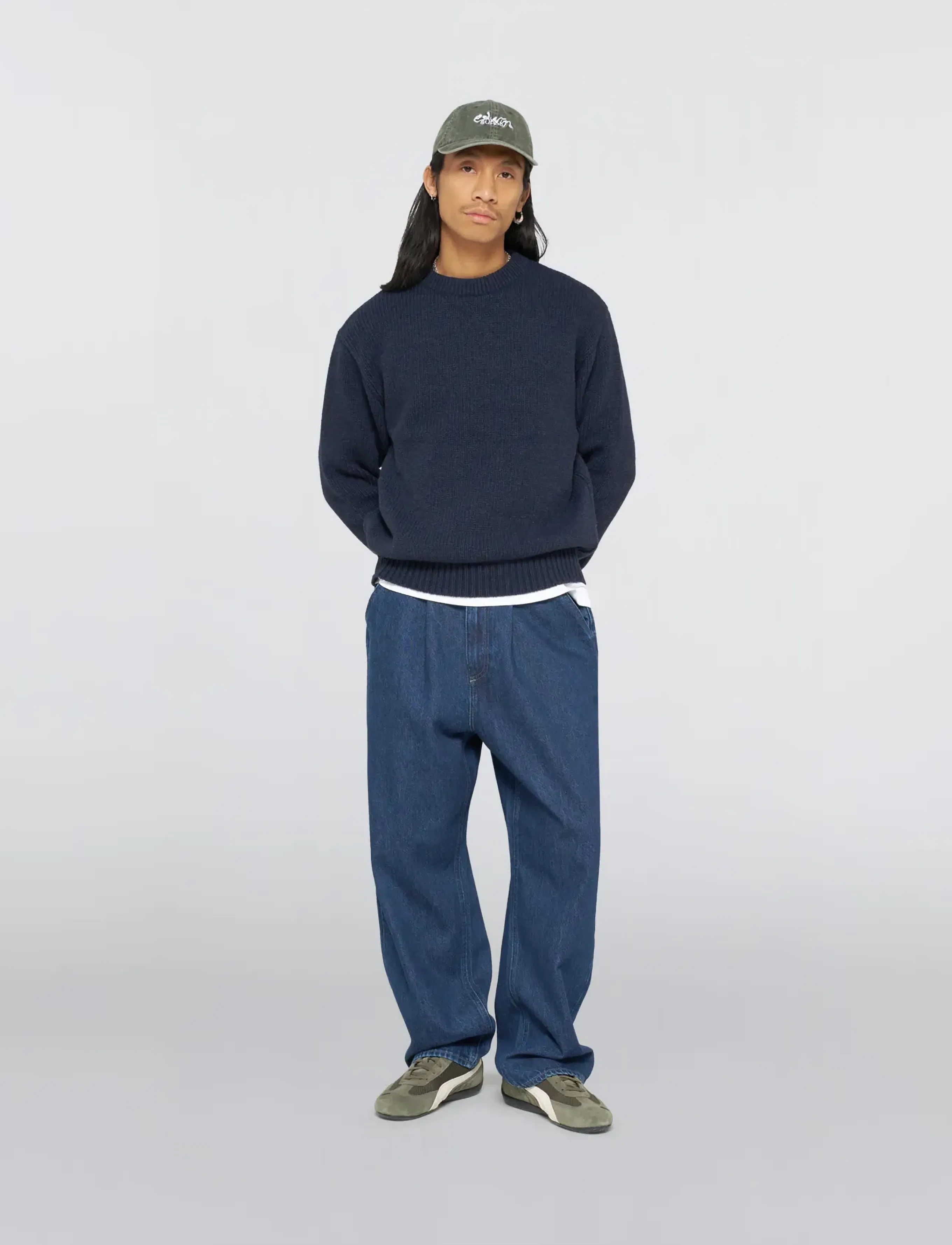 Edwin - Ellis Hibiki Sweater - Navy / Pink - round necks - navy / pink - 4
