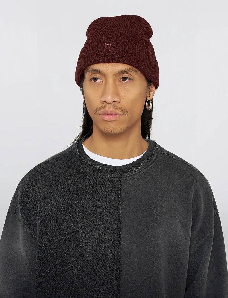 Edwin - Waffle Beanie - Maritime Blue - nach stil kaufen - rum raisin - 2