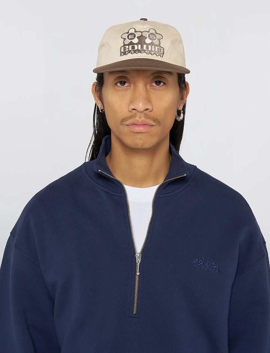 Edwin - Sakura 5 Panel Cap - Brown / Beige - kappen - brown / beige - 0