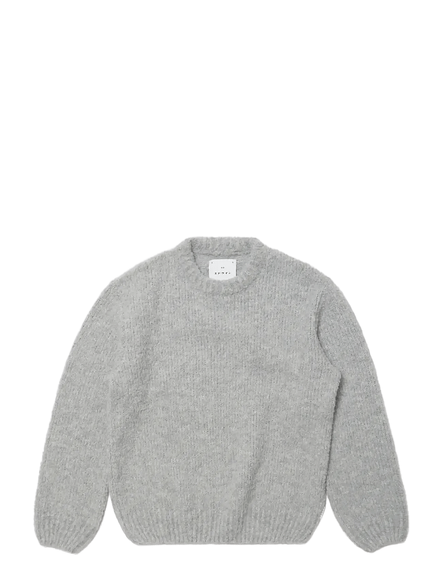 Edwin - Dun Textured Sweater - Grey - rundhals - grey - 1