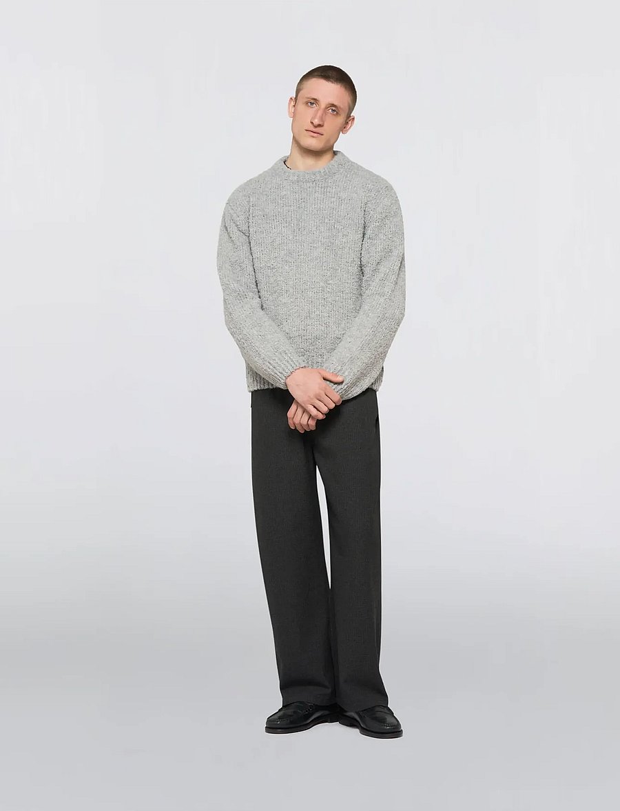Edwin - Dun Textured Sweater - Grey - rundhals - grey - 3