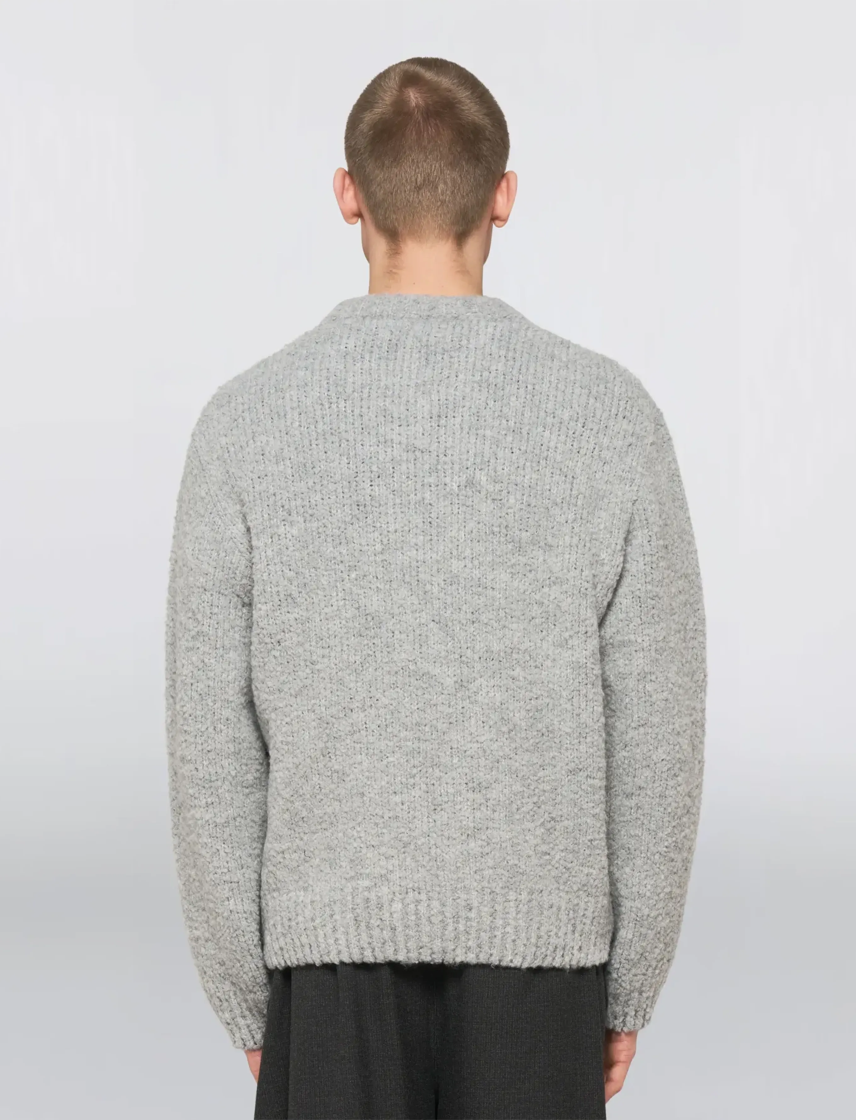 Edwin - Dun Textured Sweater - Grey - rundhals - grey - 4