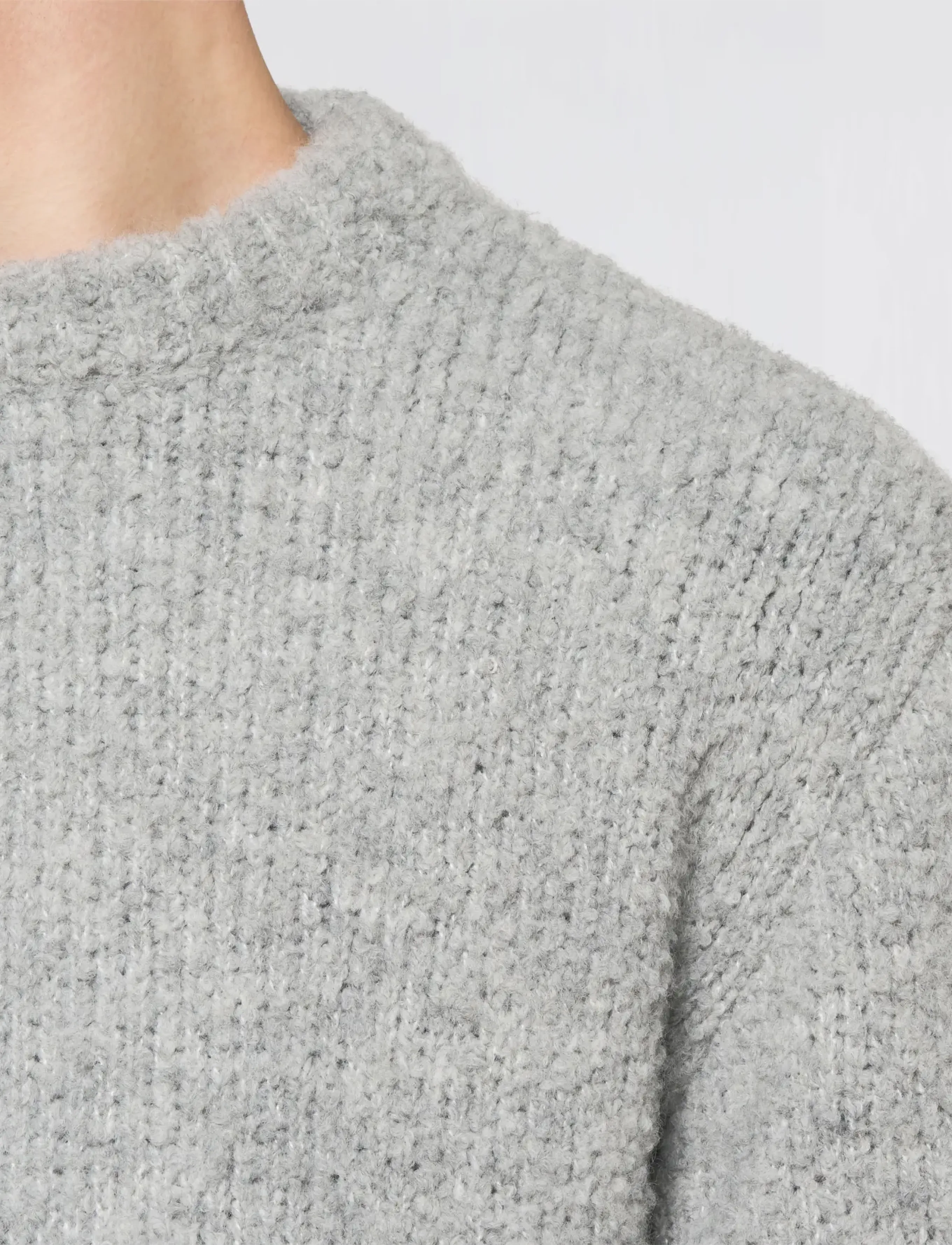 Edwin - Dun Textured Sweater - Grey - rundhals - grey - 5