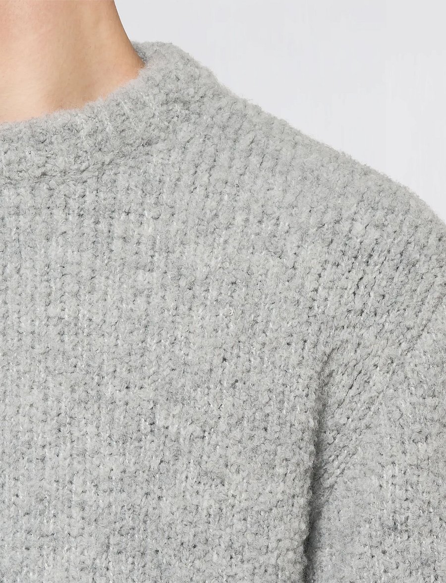 Edwin - Dun Textured Sweater - Grey - rundhals - grey - 5