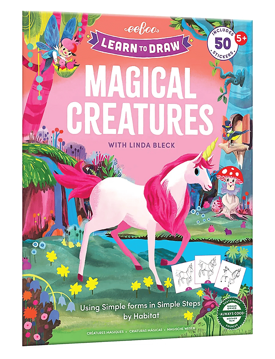Eeboo - Learn to Draw - Magical Creatures - värvimis- & käsitööraamatud - multi - 0