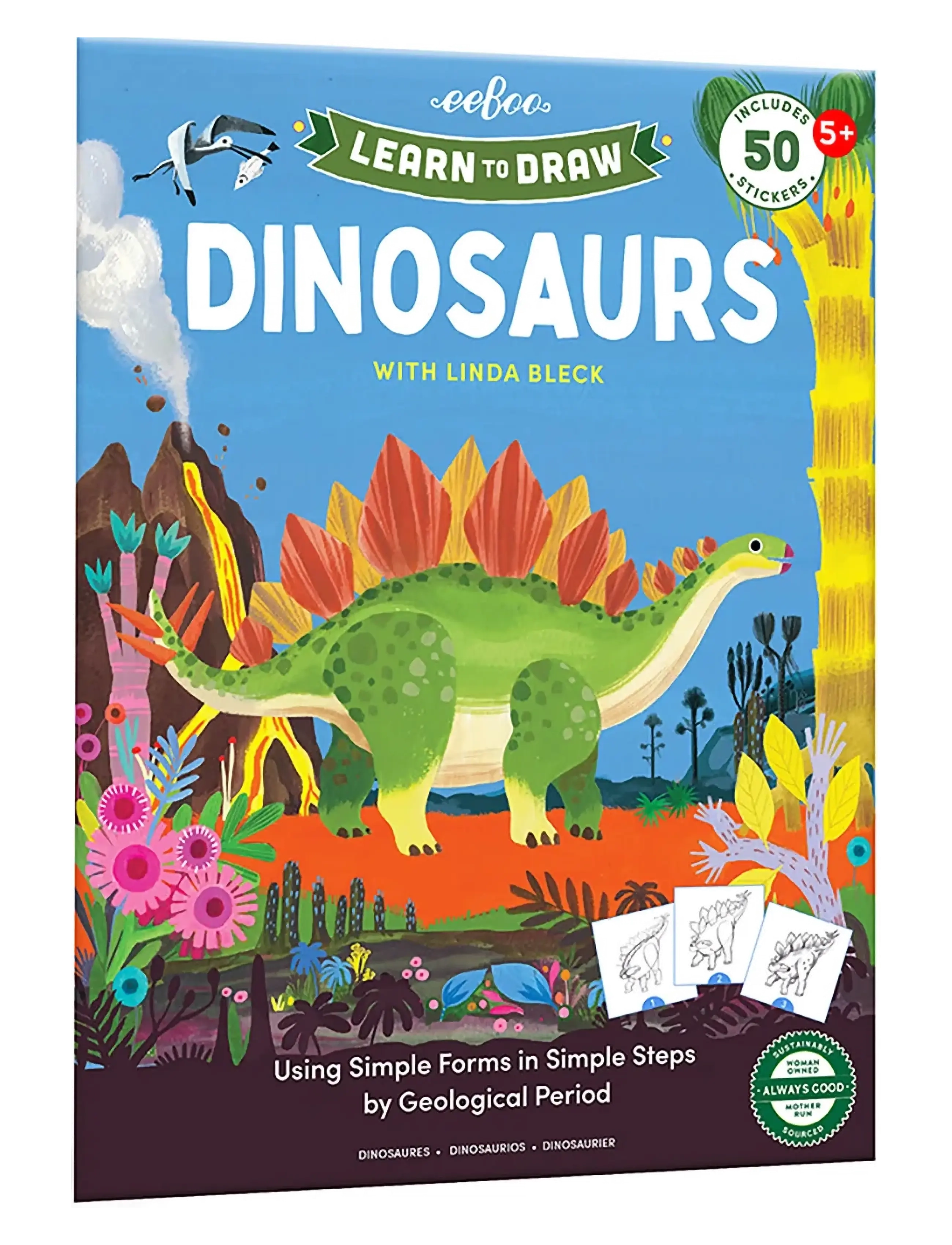 Eeboo Learn To Draw Dinosaurs, One Size, Drawing, Grün - Coloring & Craft Books, Kinder