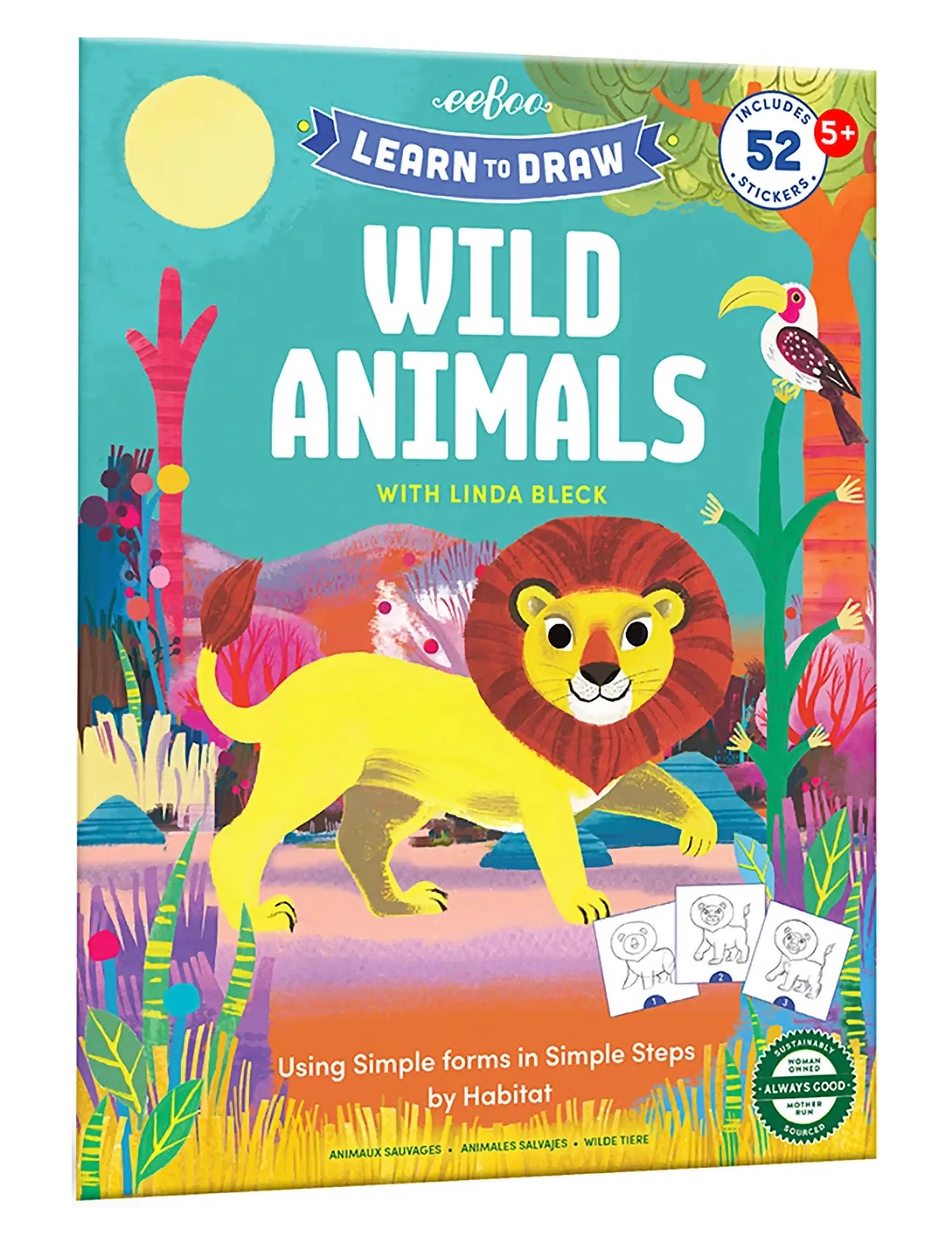 Eeboo Learn To Draw Wild Animals, One Size, Drawing, Mehrfarbig/gemustert - Coloring & Craft Books, Kinder