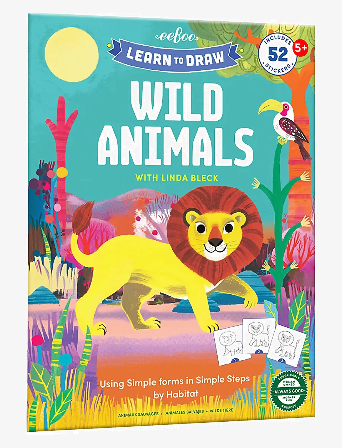 Eeboo - Learn to Draw - Wild Animals - spalvinimo & rankdarbių knygos - multi - 0