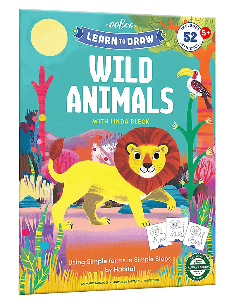 Eeboo - Learn to Draw - Wild Animals - värvimis- & käsitööraamatud - multi - 0