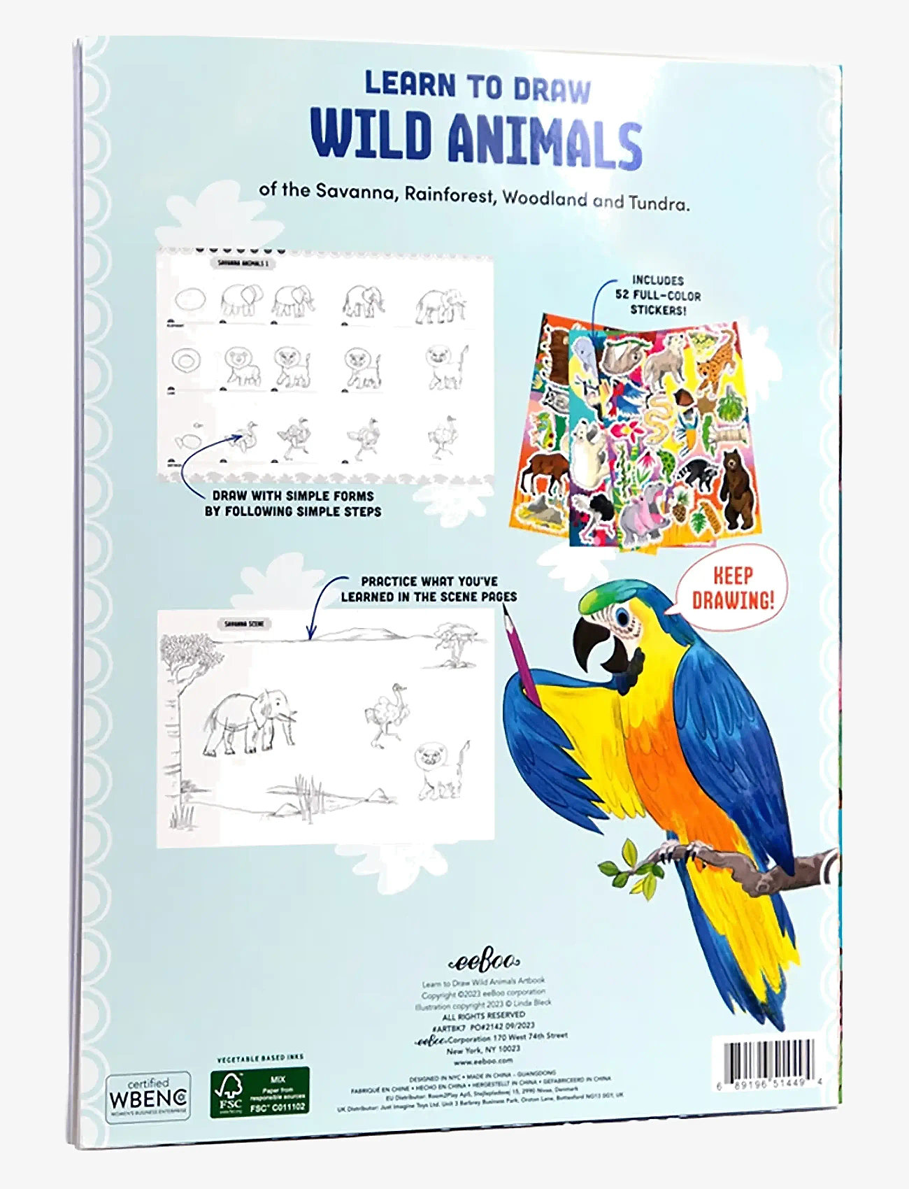 Eeboo - Learn to Draw - Wild Animals - spalvinimo & rankdarbių knygos - multi - 1