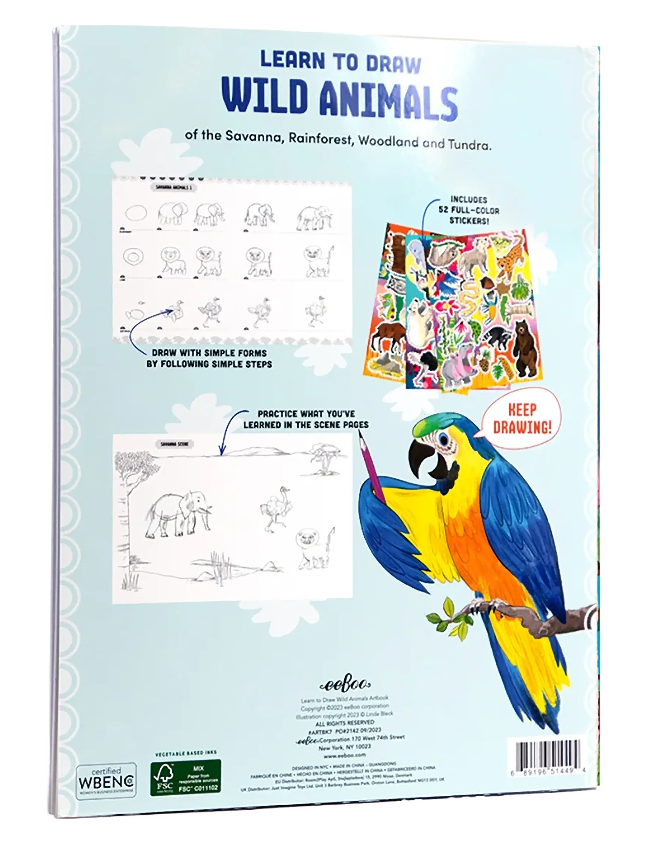 Eeboo - Learn to Draw - Wild Animals - mal- & bastelbücher - multi - 1