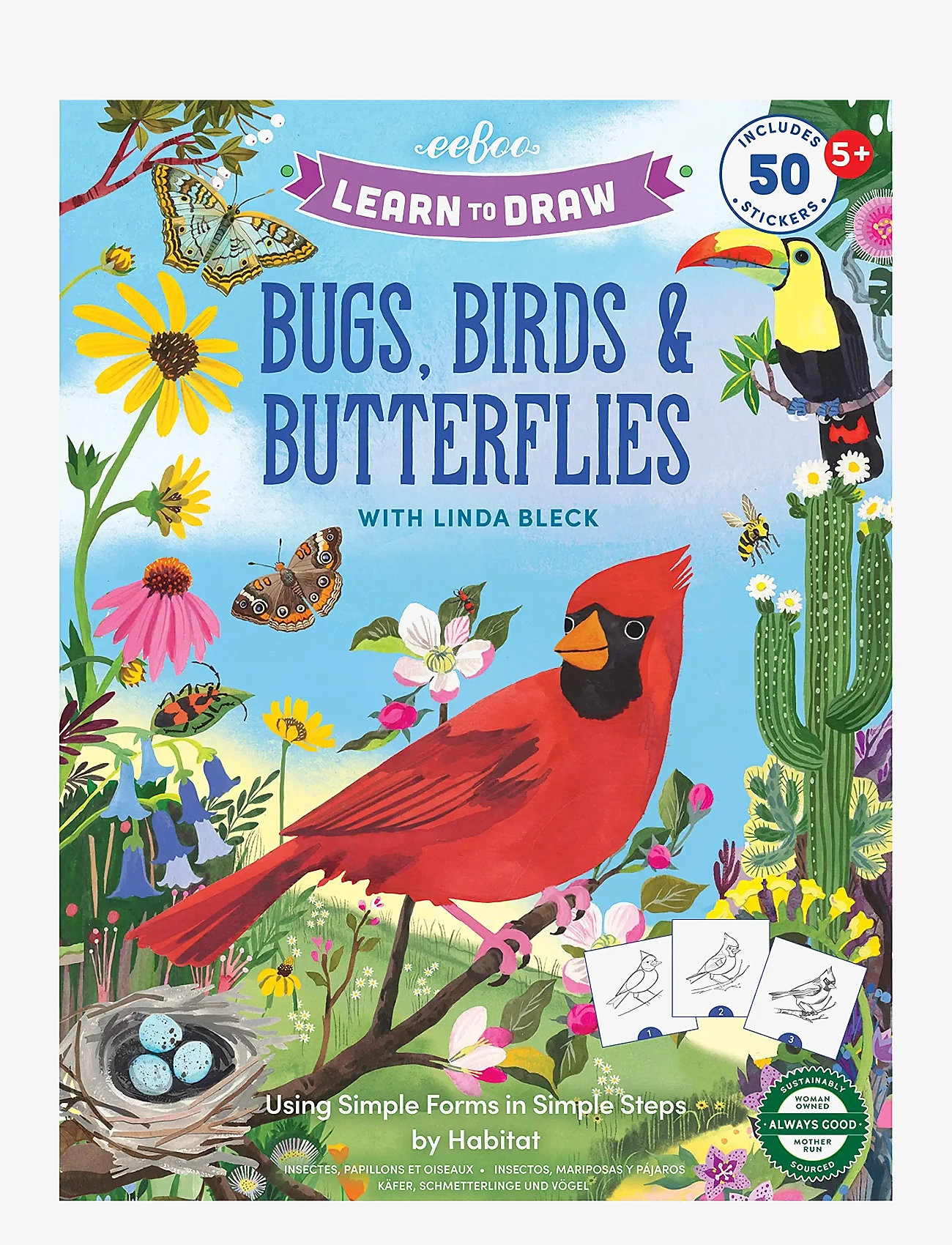 Eeboo - Learn to Draw - Bugs, Birds & Butterflies - multi - 0