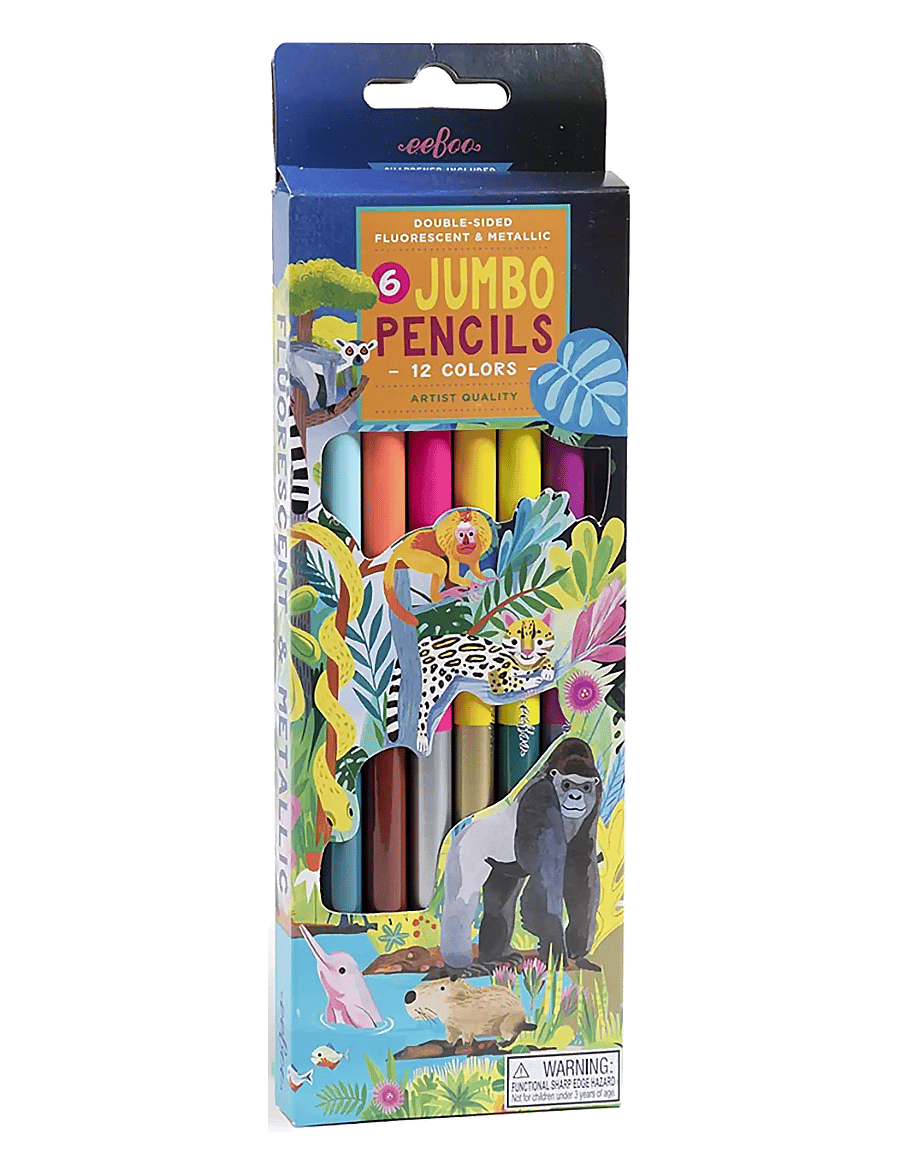 Eeboo - 6 Jumbo Pencils - Rainforest - Neon/metallic - pliiatsid - multi - 0
