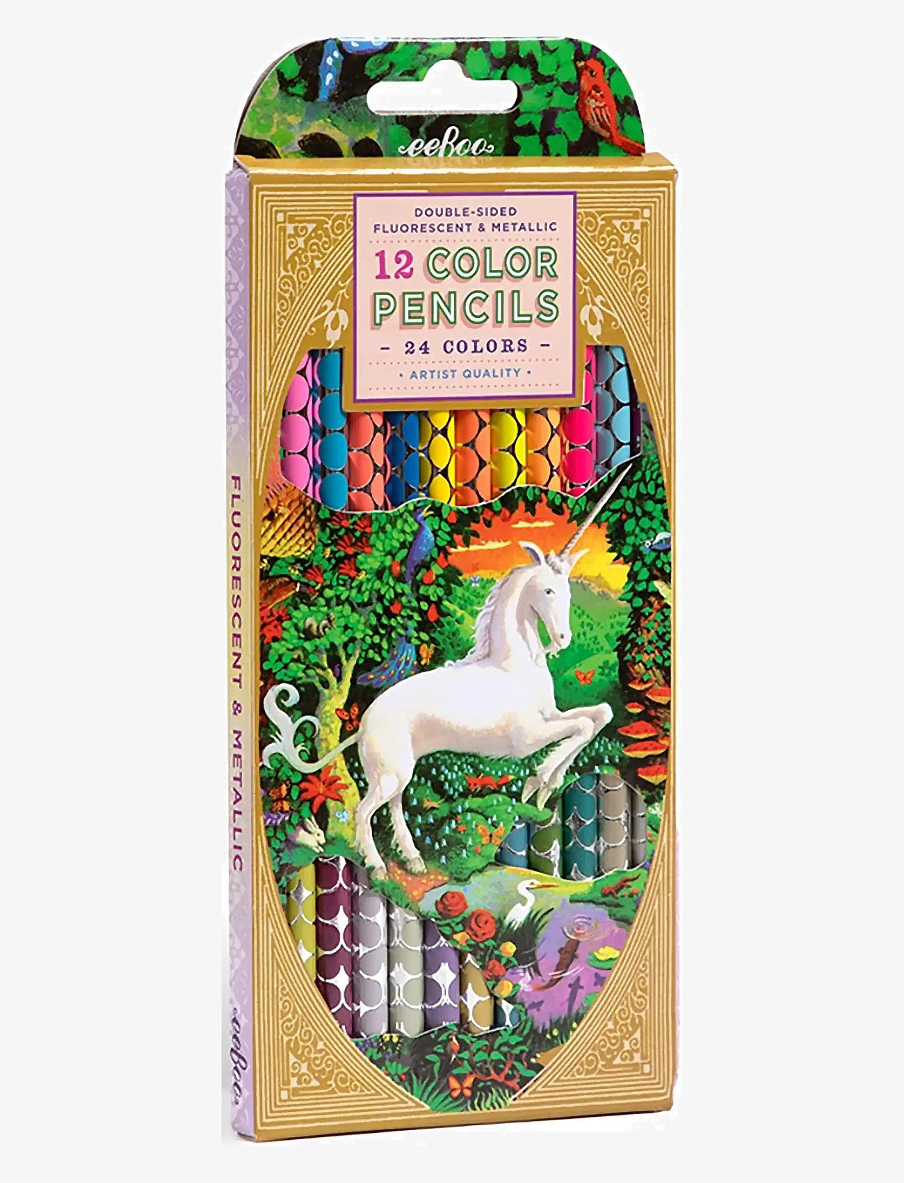 Eeboo - 12 Colour Pencils - Double Sided Neon Metallic - Unicorn Garden - värvipliiatsid - multi - 0