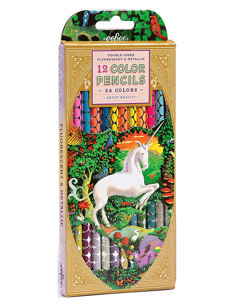 Eeboo - 12 Colour Pencils - Double Sided Neon Metallic - Unicorn Garden - värvipliiatsid - multi - 0