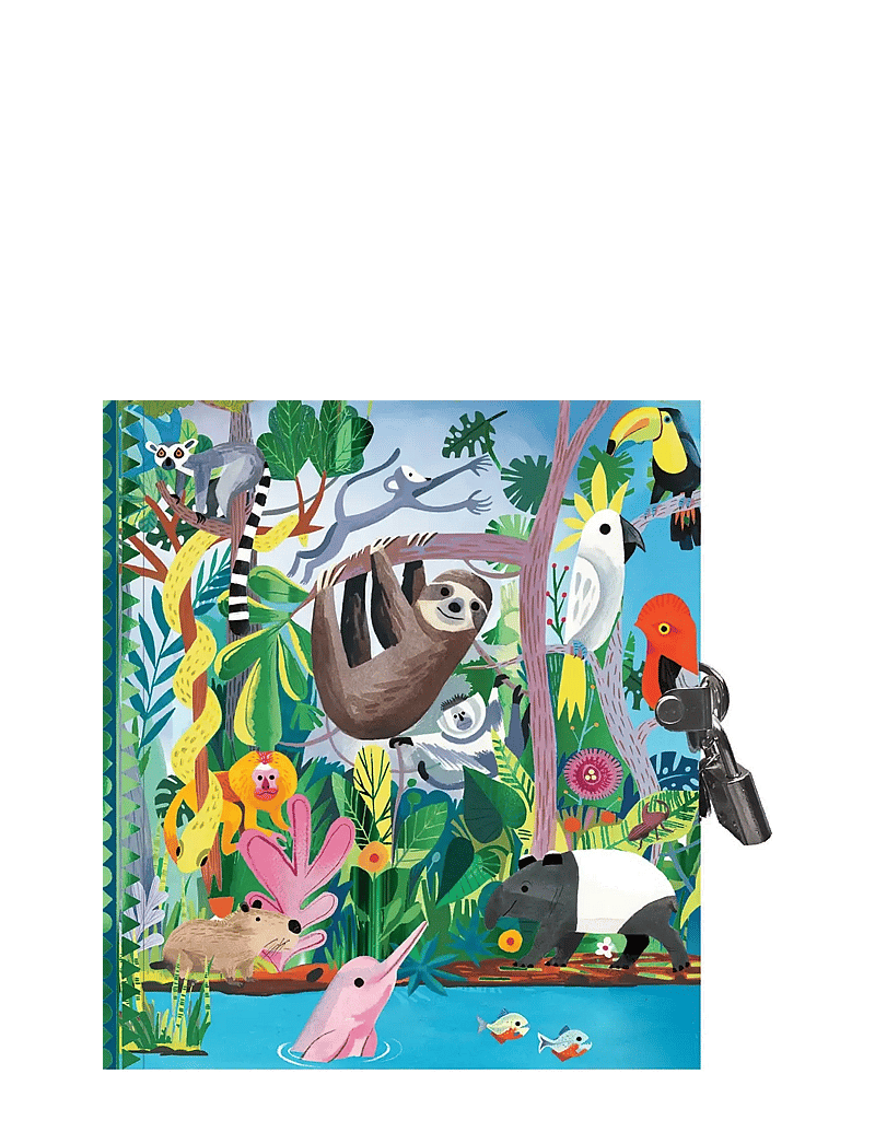 Eeboo - Diary with Lock - Rainforest - värvimis- & käsitööraamatud - multi - 0