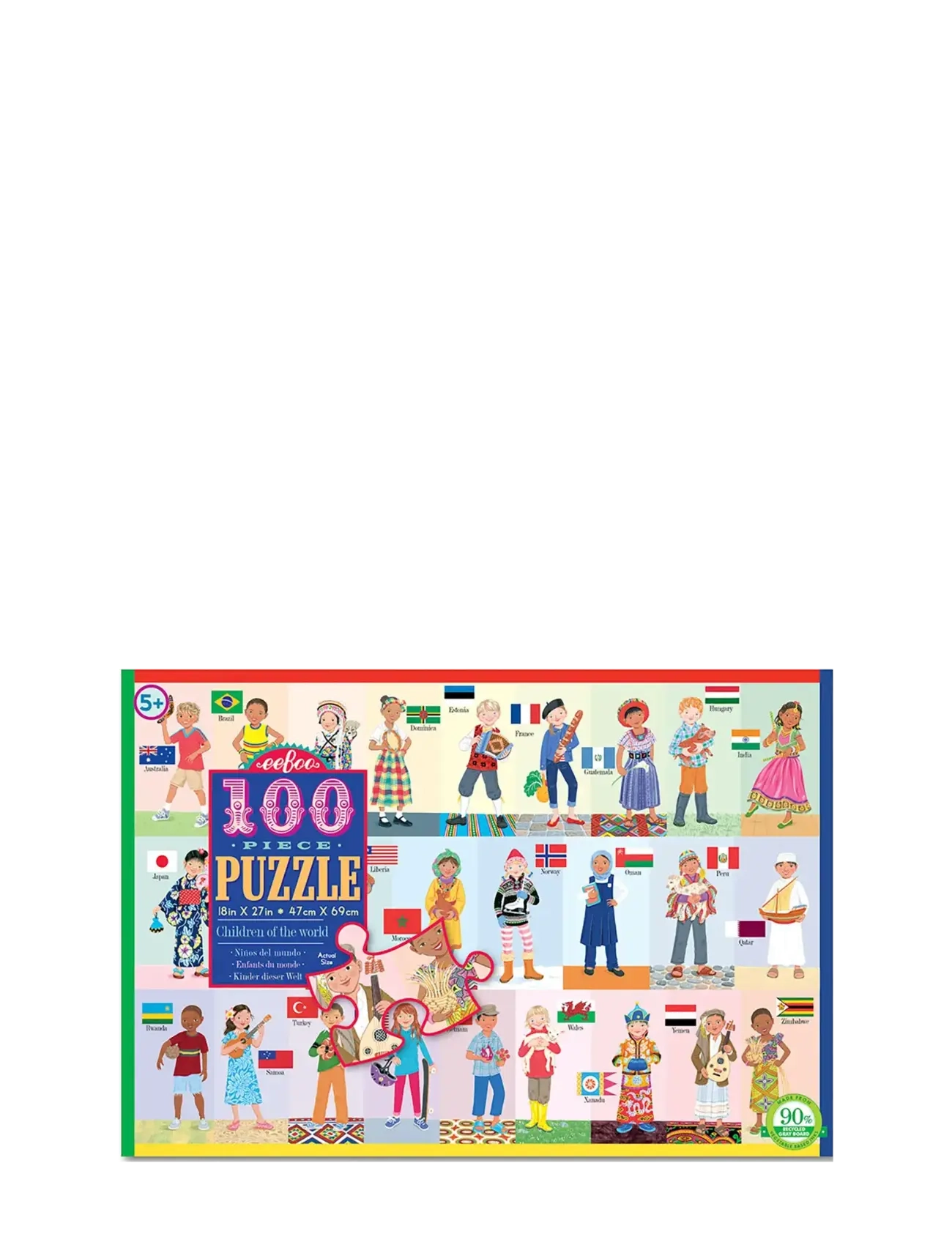 Eeboo 100 Piece puzzle - children og the world - 4 for 3 - MULTI / multi