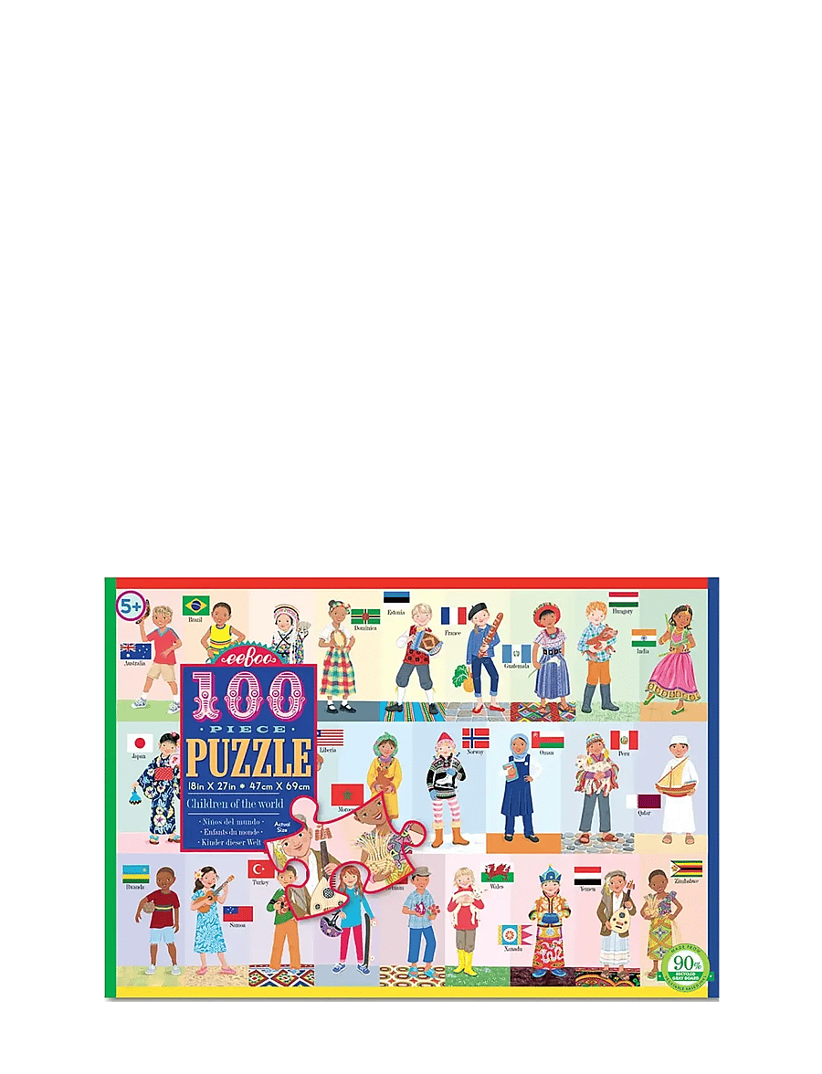 Eeboo - 100 Piece puzzle - children og the world - puidust pusled - multi - 0