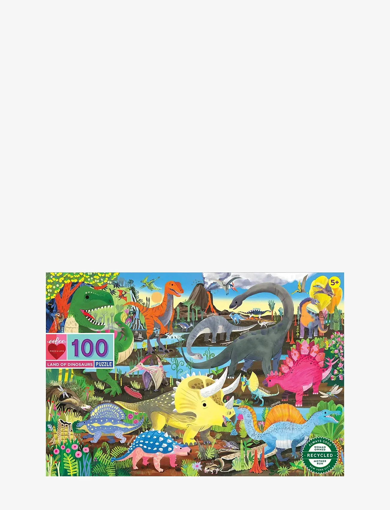 Eeboo - Puzzle 100 pcs - Land of Dinosaurs - klassiset palapelit - multi - 0
