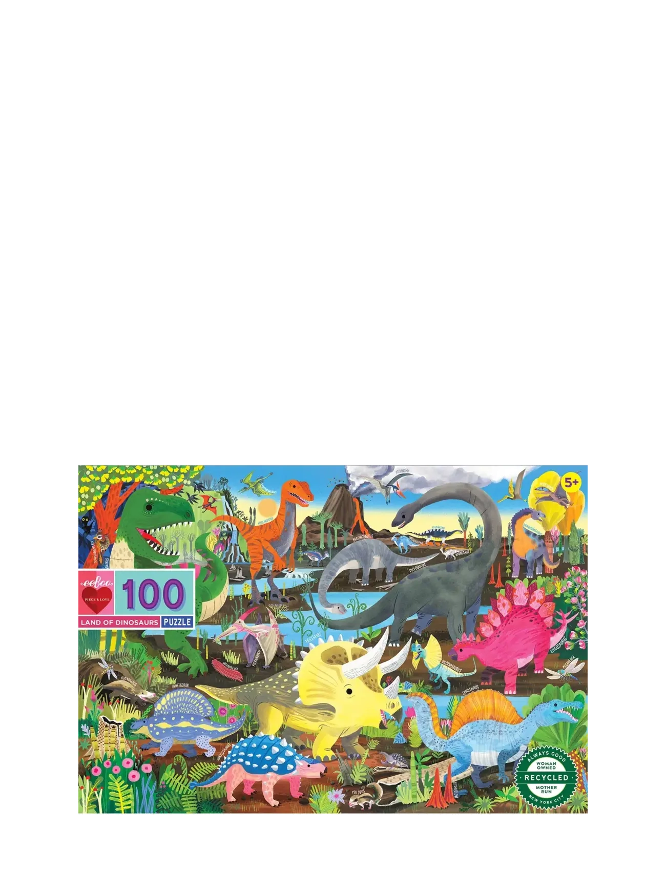 Eeboo Puzzle 100 pcs - Land of Dinosaurs - 4 for 3 - MULTI / multi