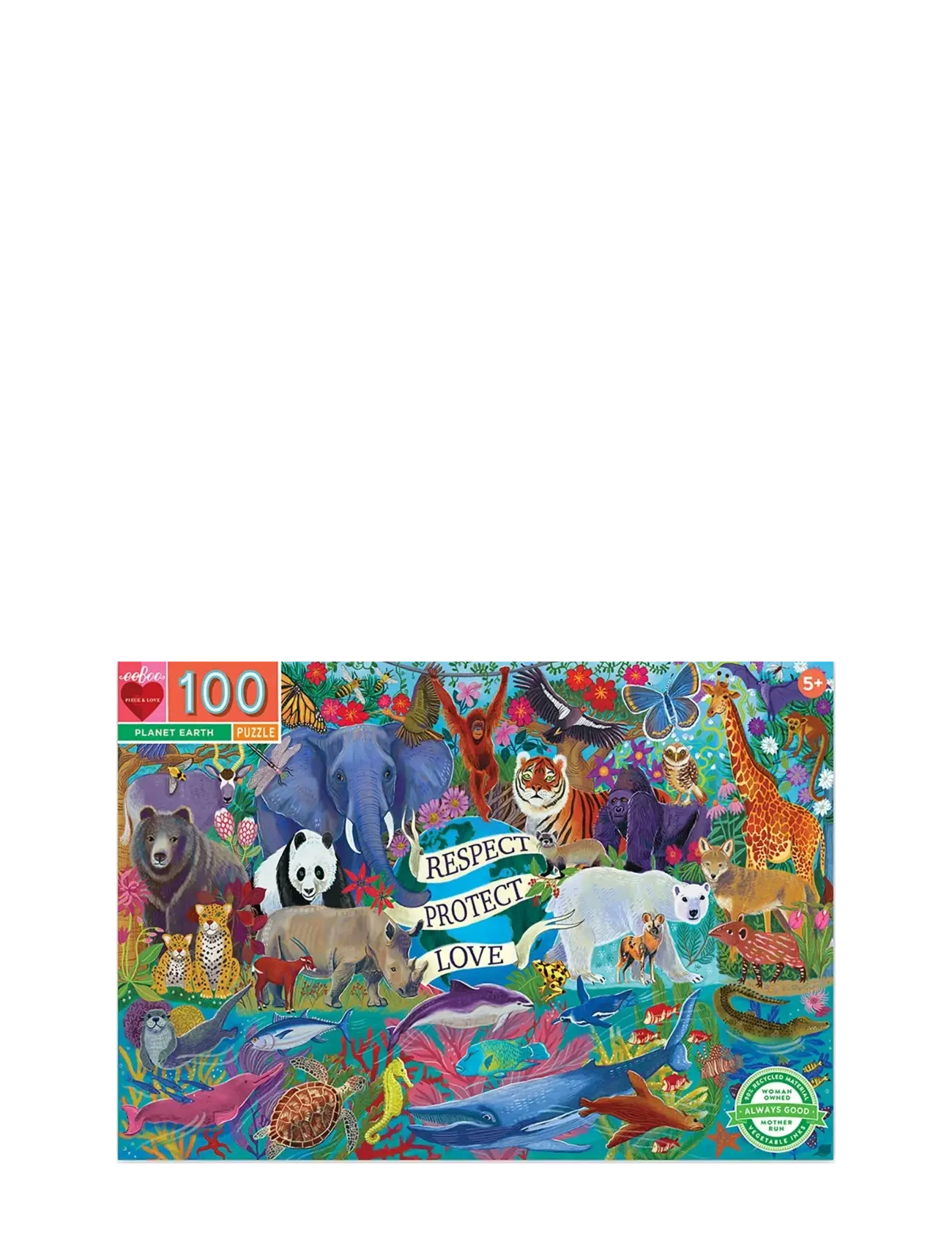 Eeboo Puzzle 100 Pcs Planet Earth, Børn, Classic Puslespil, Multi/mønstret, Str: ONE SIZE