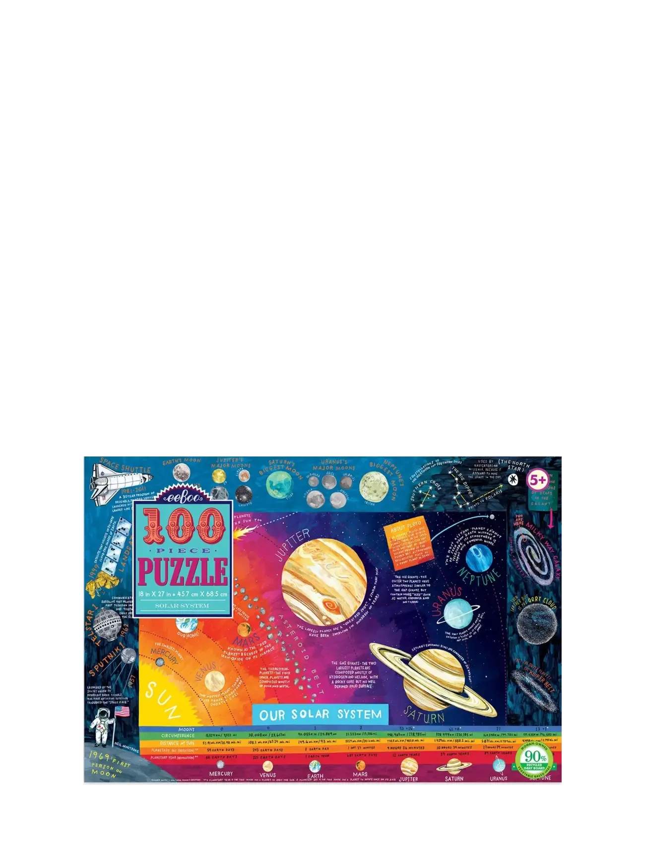 EEBOO Solar System 100 Pc Puzzle Patterned - One Size - Kinder