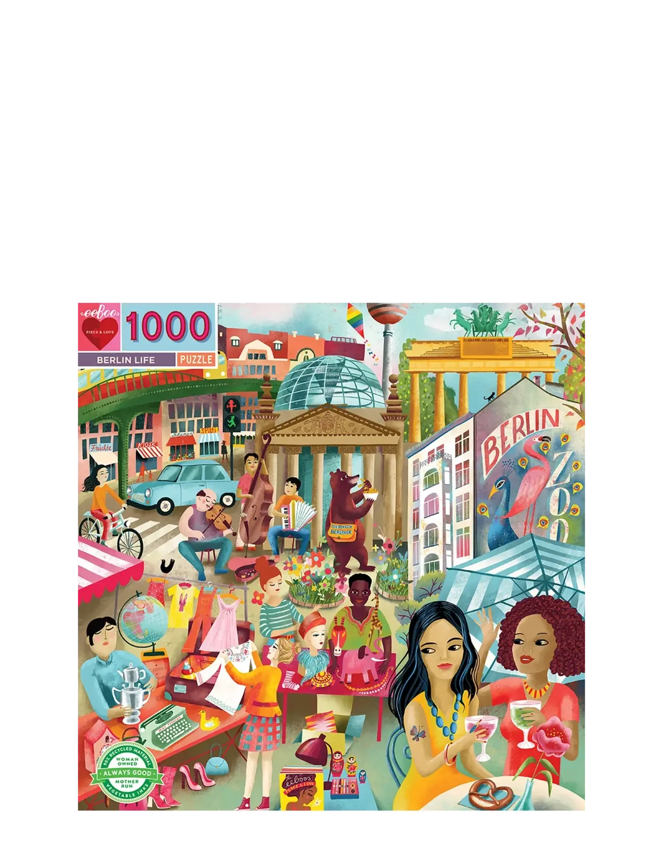 Eeboo Puzzle 1000 Pcs Berlin Life, Børn, Classic Puslespil, Multi/mønstret, Str: ONE SIZE