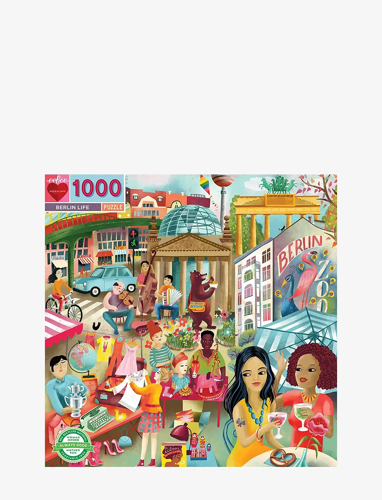 Eeboo - Puzzle 1000 pcs - Berlin Life - klassísk púsl - multi - 0