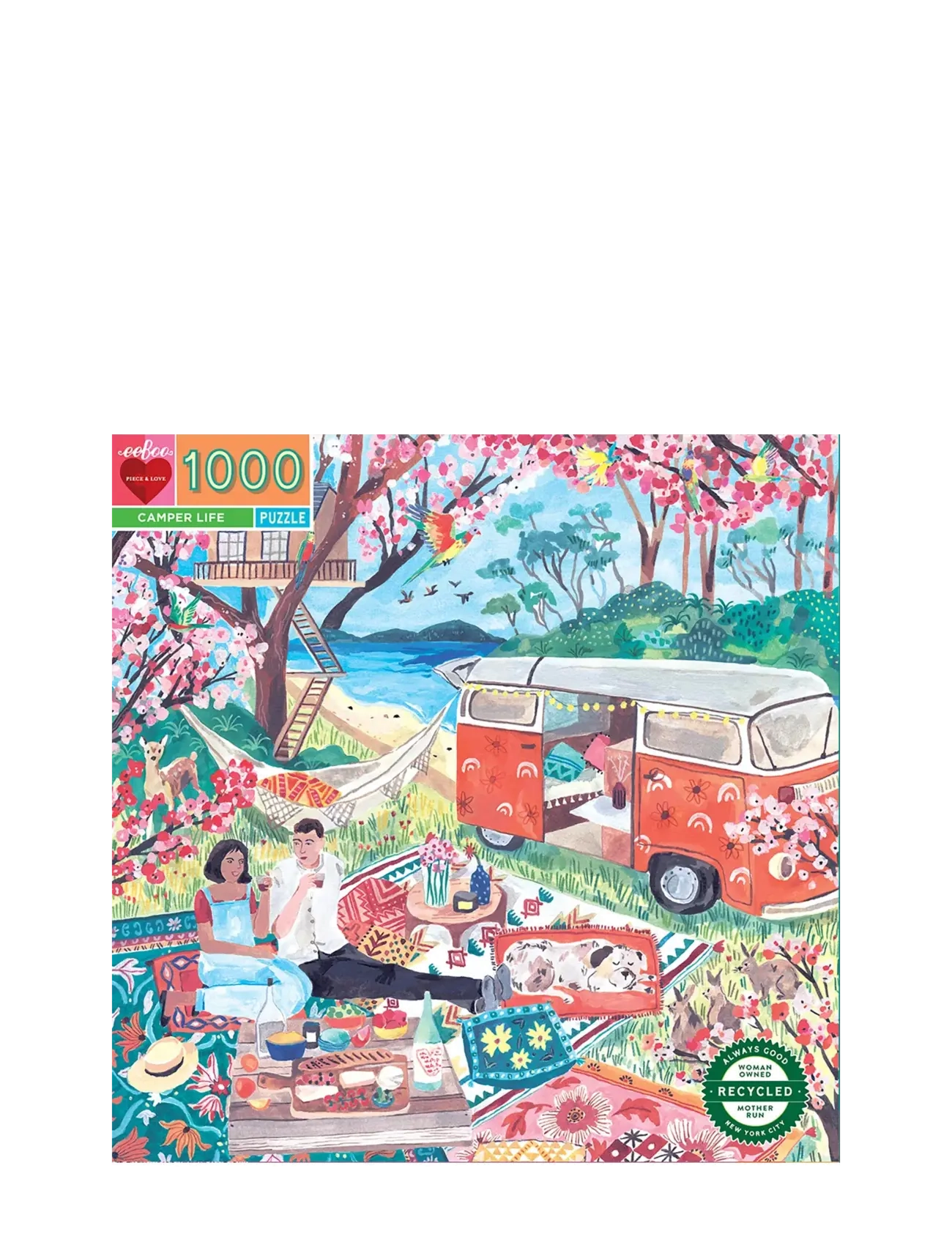Eeboo Puzzle 1000 Pcs - Camper Life, One Size, Multi/patterned, Puslespil > Klassiske Puslespil, Børn