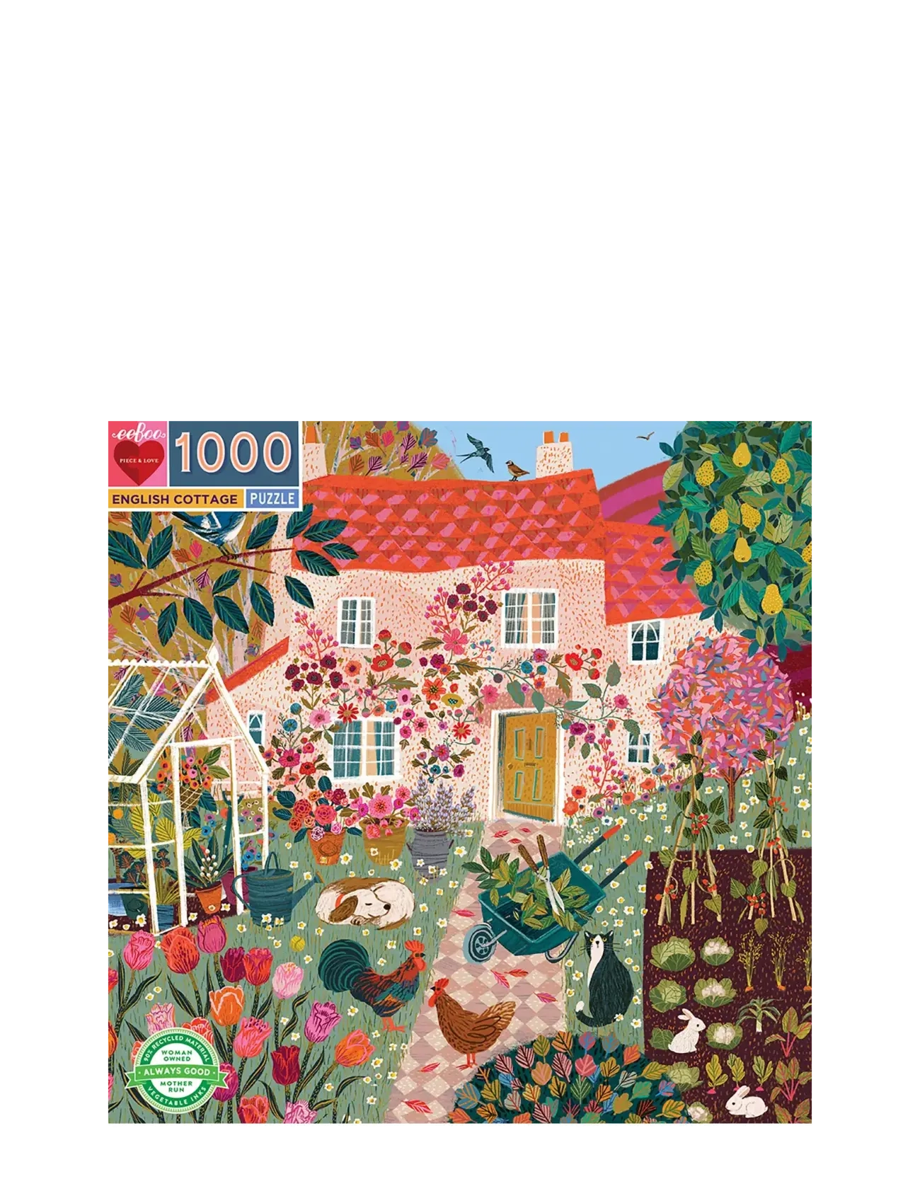 Eeboo Puzzle 1000 Pcs English Cottage, One Size, Puzzles, Mehrfarbig/gemustert - Classic Homeware