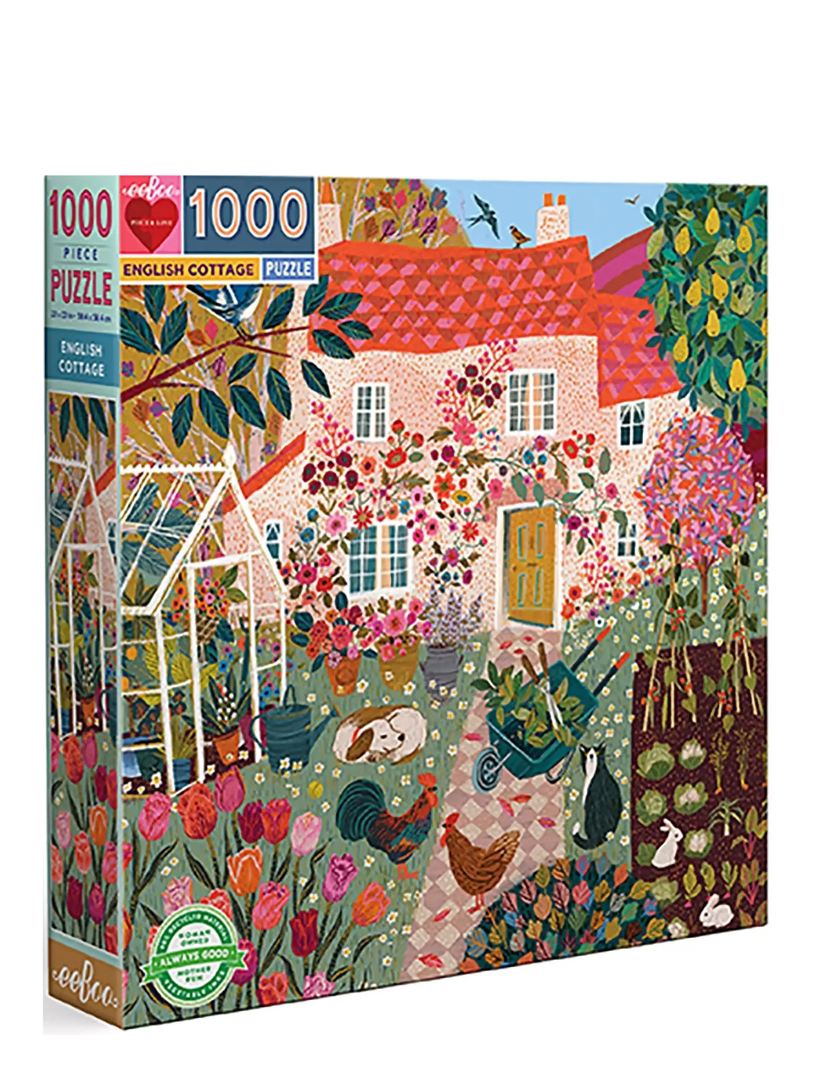 Eeboo - Puzzle 1000 pcs - English Cottage - klassiske puslespil - multi - 1