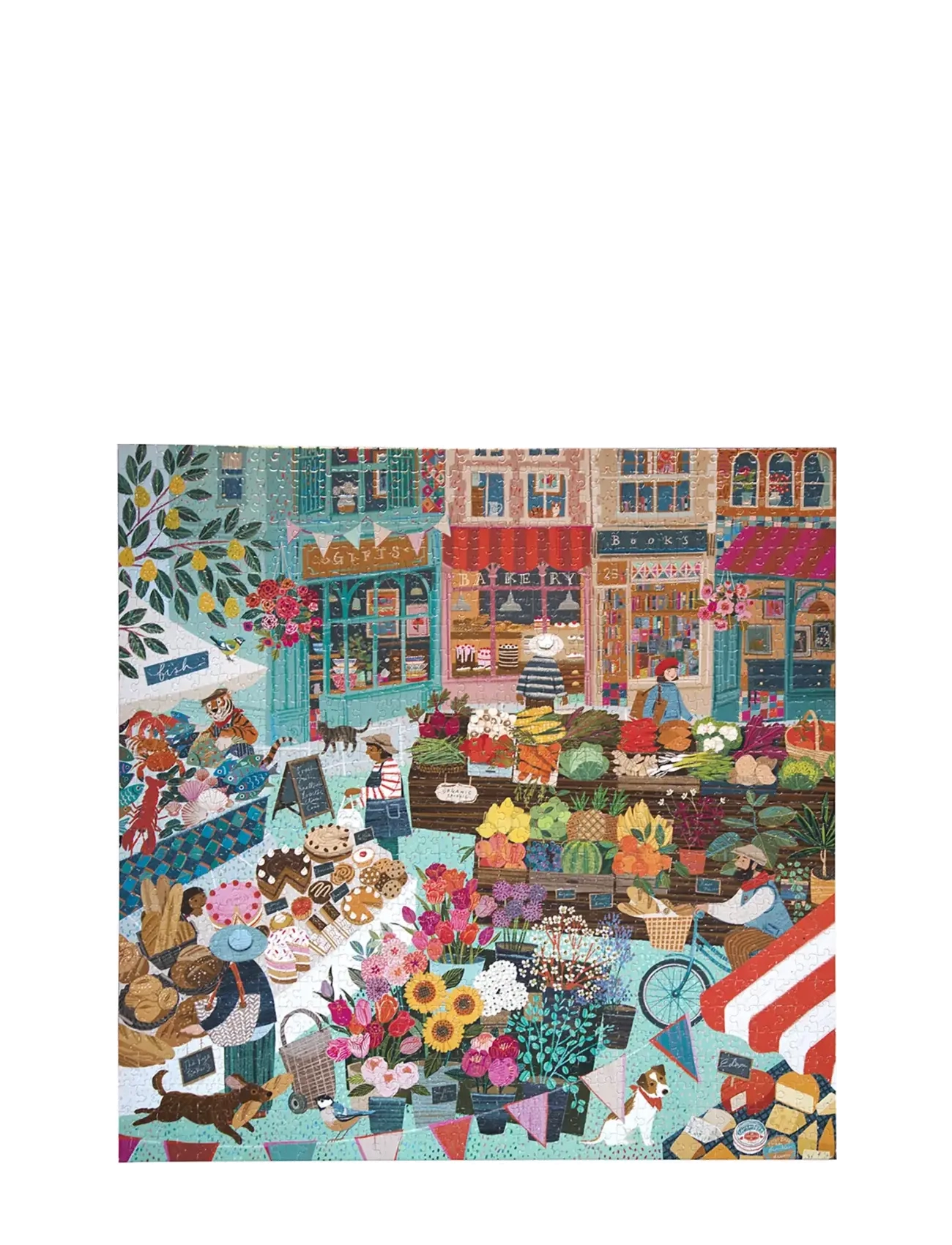 EEBOO Puzzle 1000 Pcs - English Grün Market Patterned - One Size - Kinder