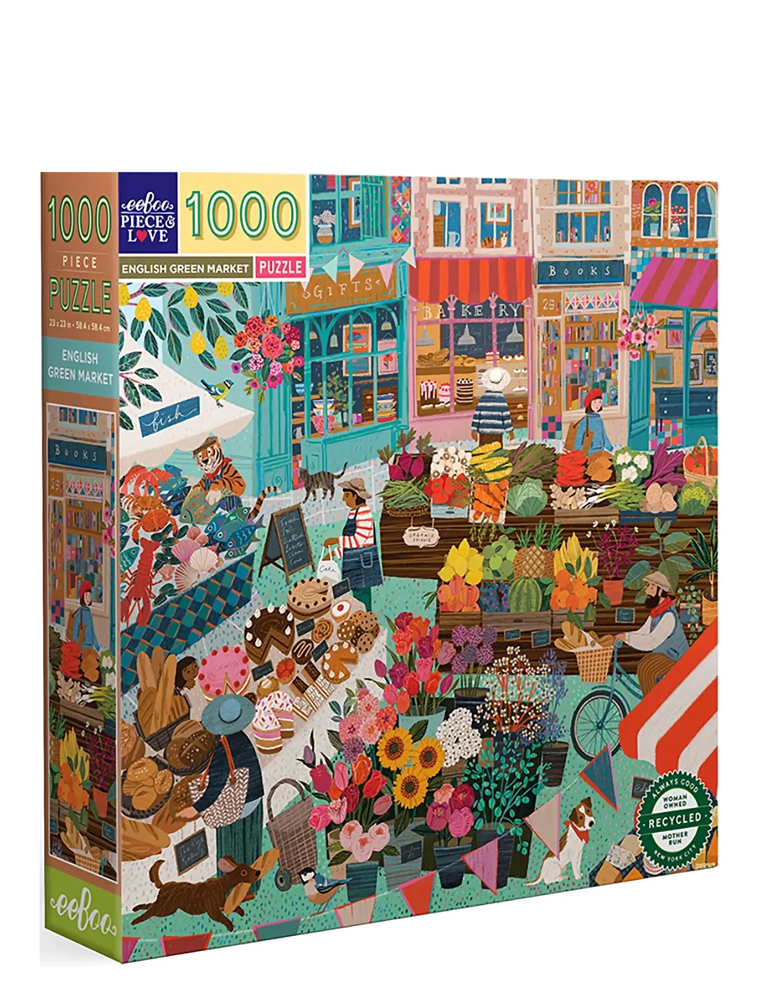 Eeboo - Puzzle 1000 pcs - English Green Market - klassiske puslespil - multi - 2