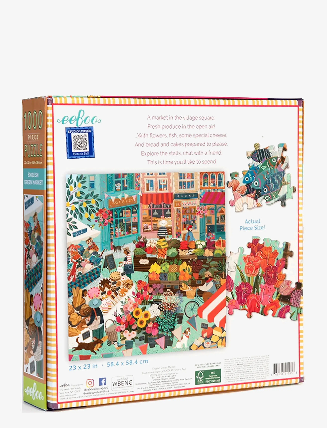 Eeboo - Puzzle 1000 pcs - English Green Market - classic puzzles - multi - 3