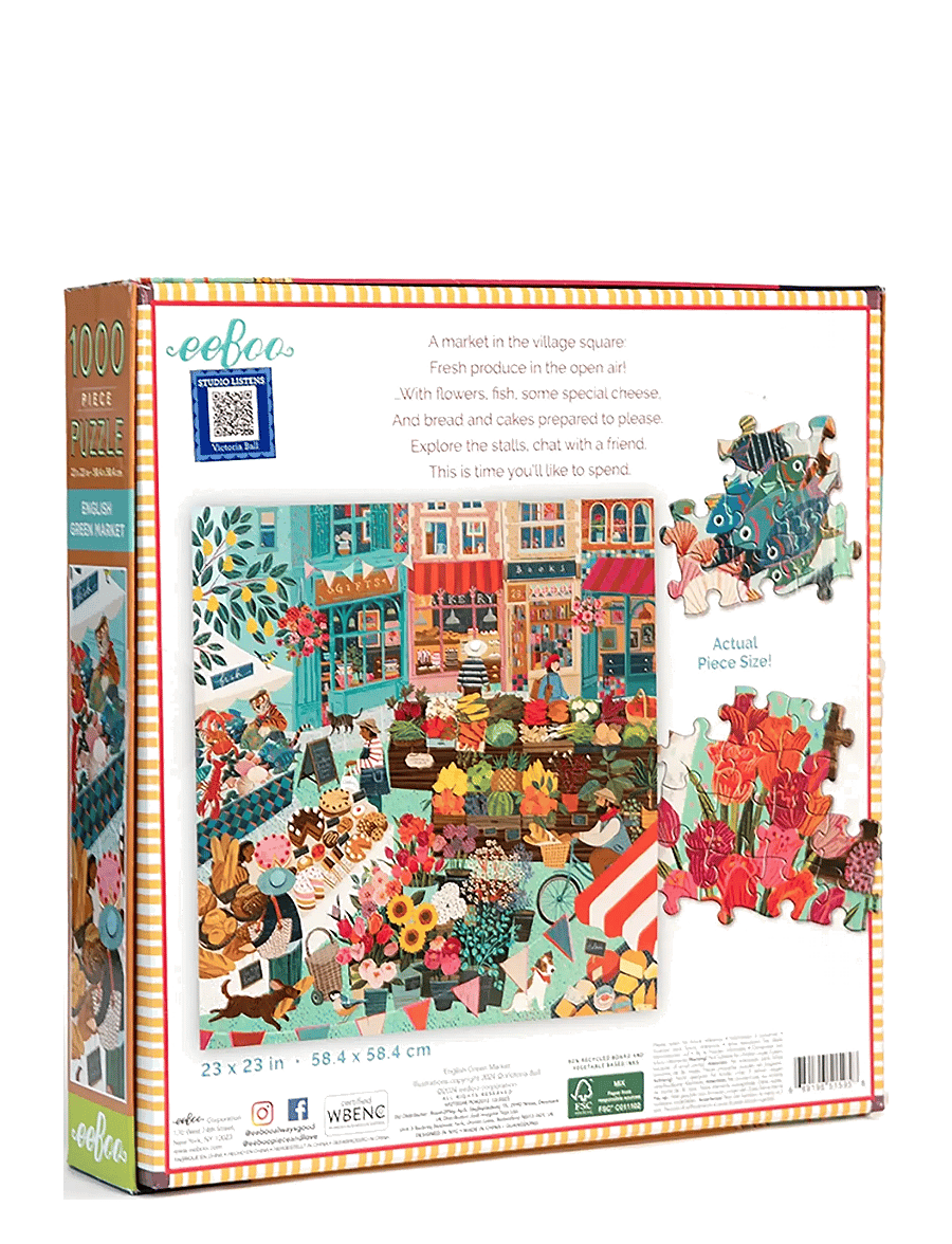 Eeboo - Puzzle 1000 pcs - English Green Market - klassikalised pusled - multi - 3
