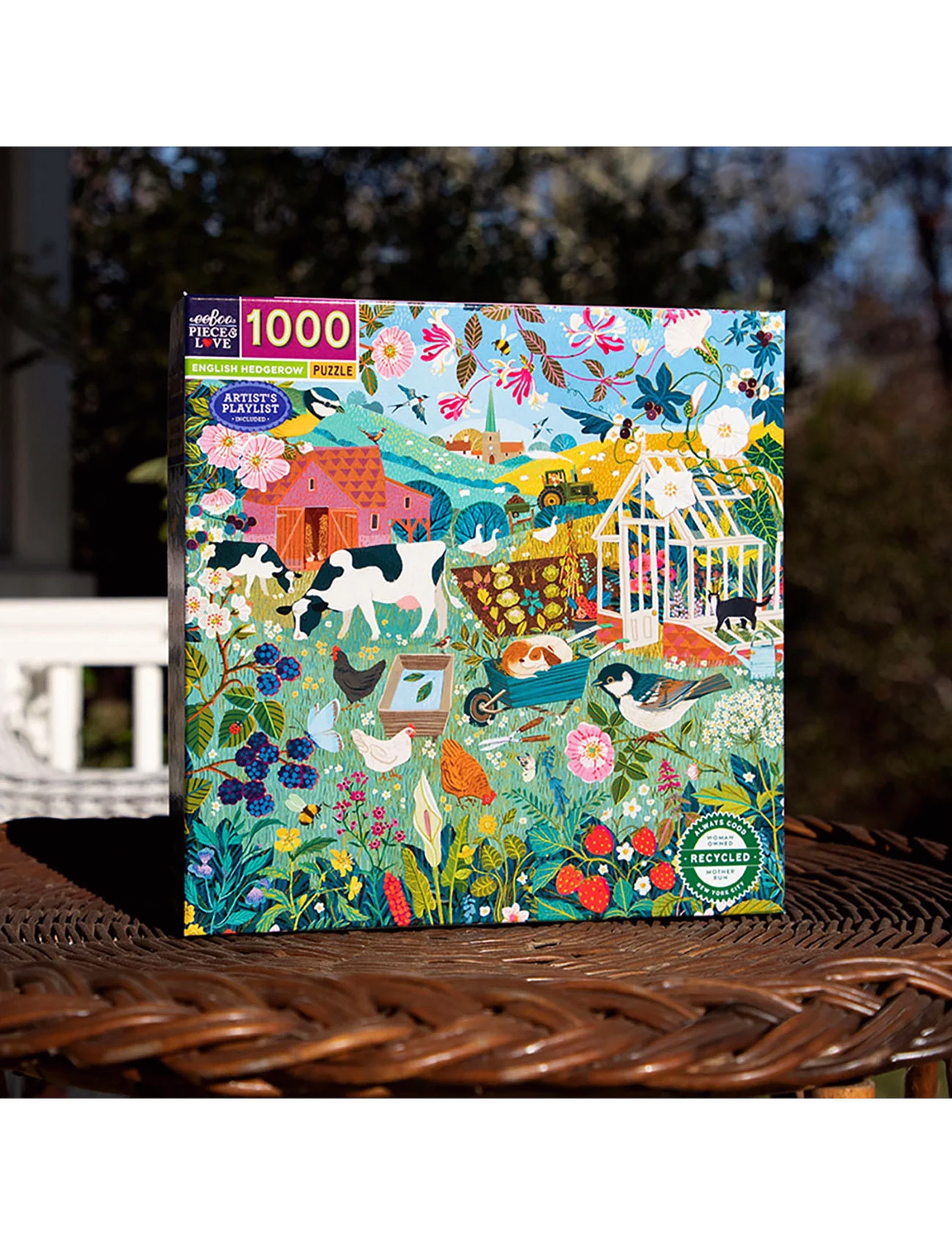 Eeboo Puzzle 1000 Pcs - English Hedgerow, One Size, Multi/patterned, Puslespil > Klassiske Puslespil, Børn
